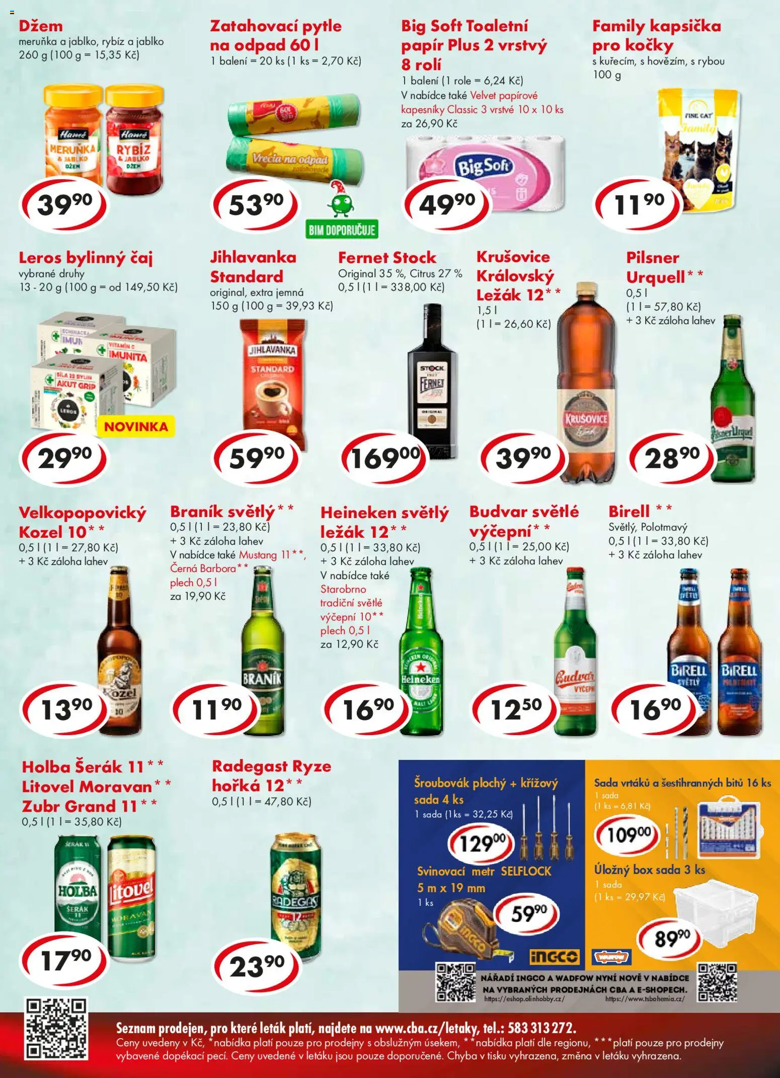 CBA leták od 21.01.2026 | Strana: 4 | Produkty: Holba šerák, Braník, Fernet, Radegast