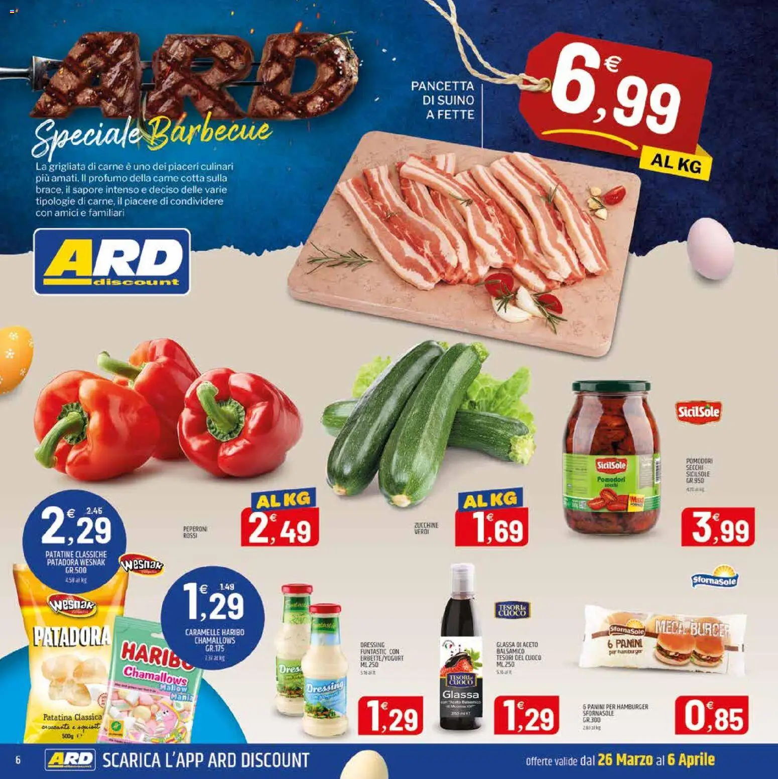 Volantino ARD Discount del 26.03.2026 | Pagina: 6 | Prodotti: Peperoni, Barbecue, Zucchine, Hamburger