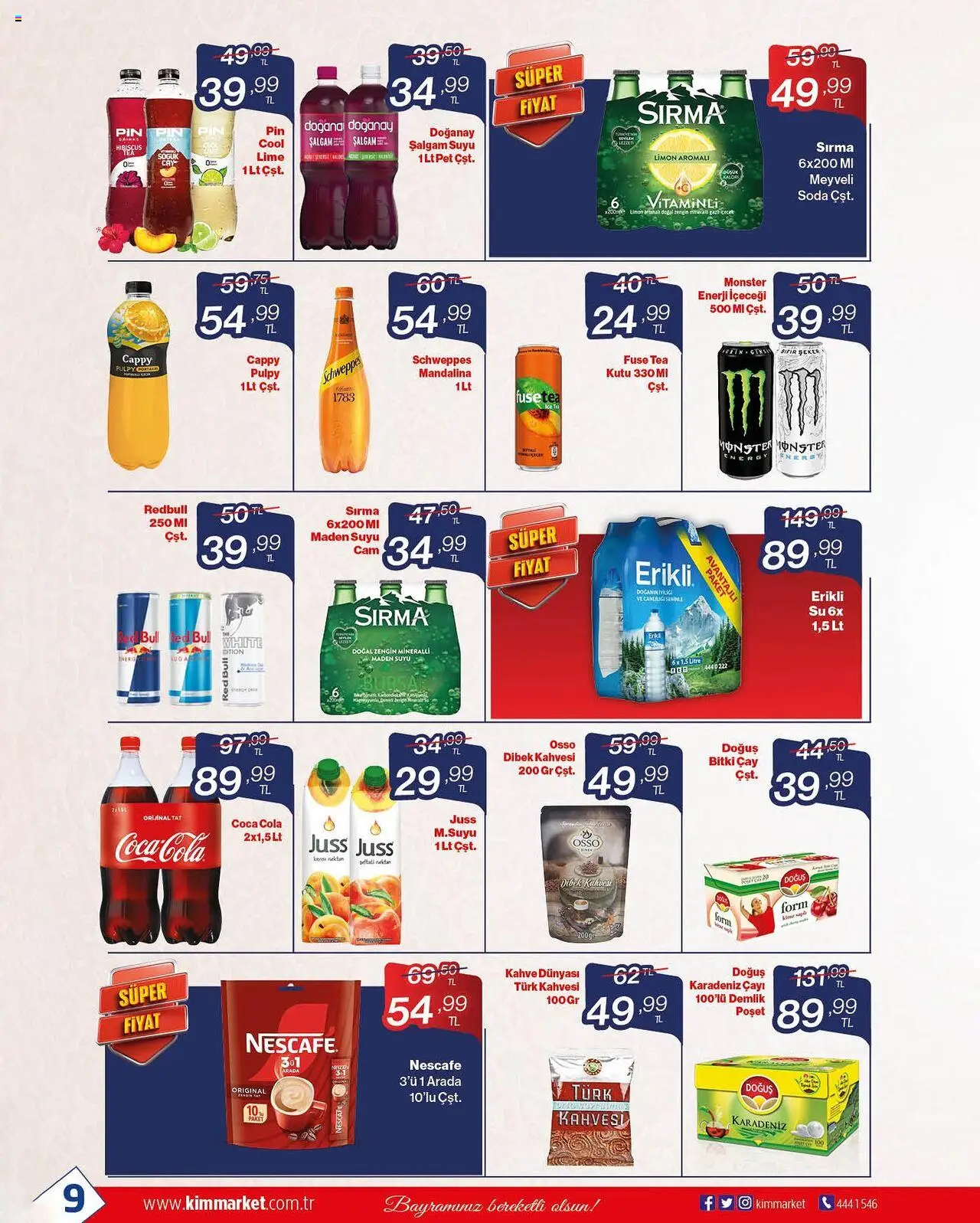 Kim Market Kurban Bayramımız - 28.05.2025 tarihinden itibaren geçerlidir | Sayfa: 9 | Ürünler: Şalgam, Su, Enerji içeceği, Maden suyu