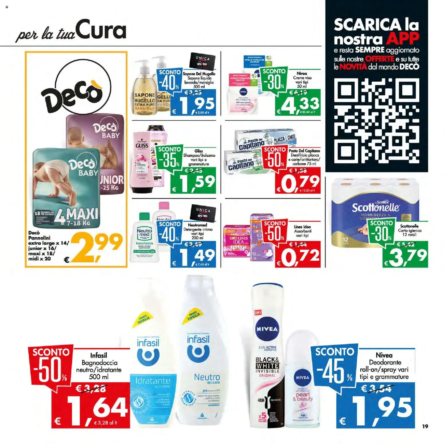 Volantino Decò del 13.01.2026 | Pagina: 19 | Prodotti: Carta igienica, Deodorante, Detergente intimo, Pasta