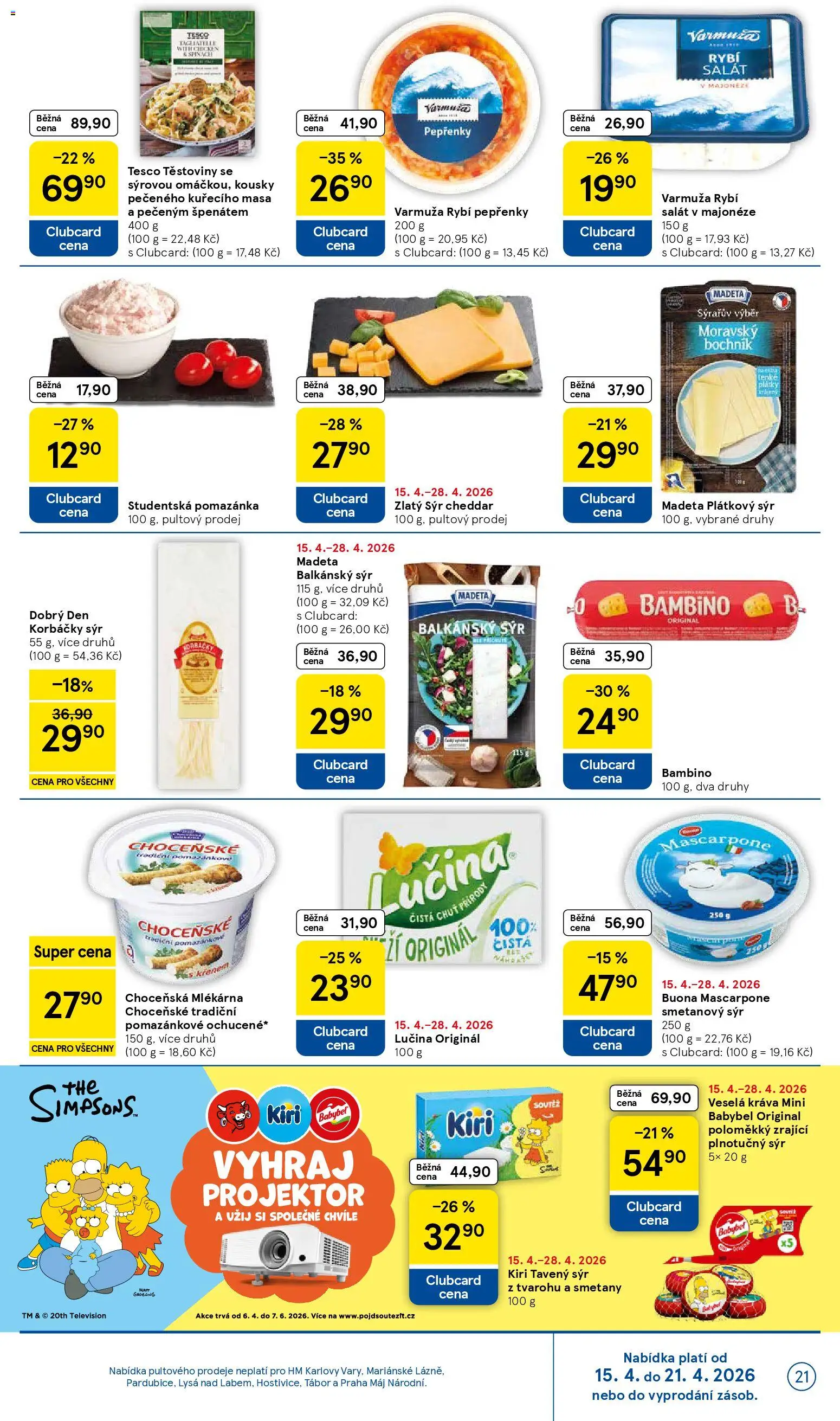 Tesco leták - Hypermarket od 15.04.2026 | Strana: 21 | Produkty: Lučina, Těstoviny, Pomazánka, Mascarpone