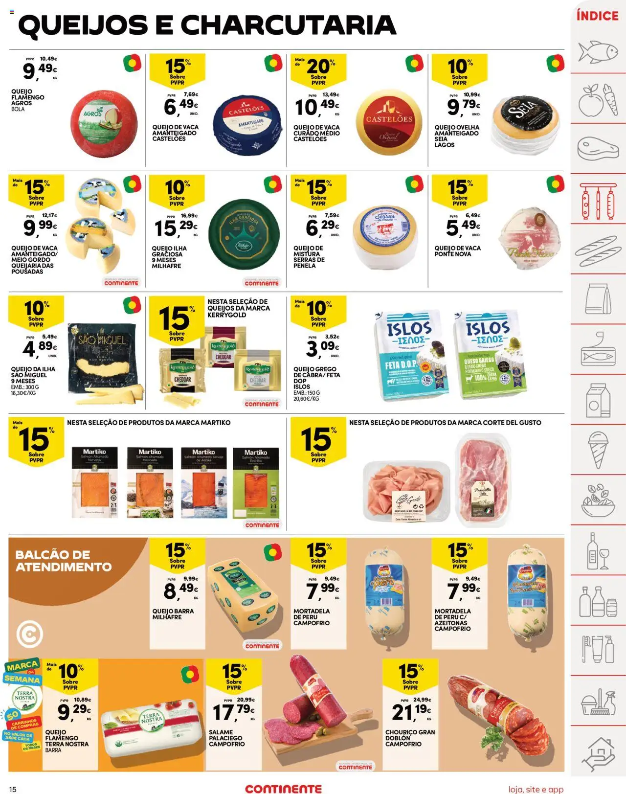 Continente folheto │ válido de 09.09.2025 | Página: 15 | Produtos: Mortadela, Peru, Queijo, Chouriço