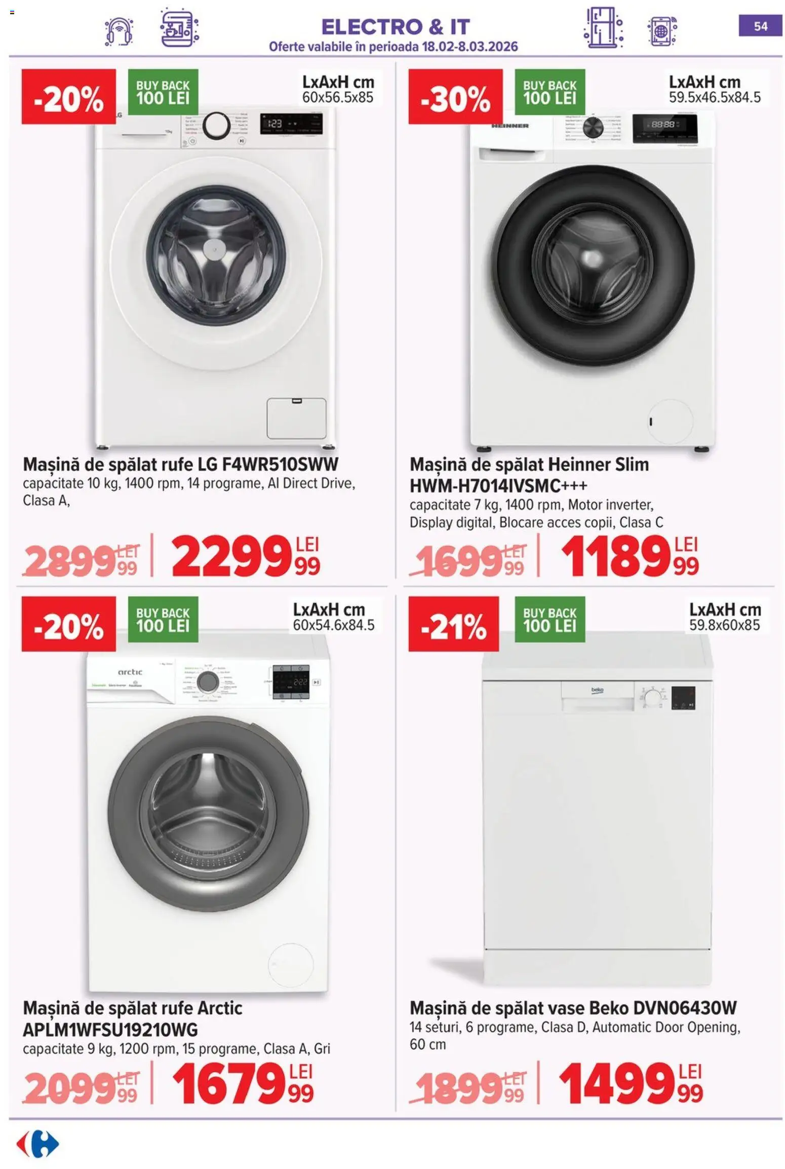 Noul catalog Carrefour – valabil de la 25.02.2026 | Pagină: 57 | Produse: Mașină De Spălat, Mașină De Spălat Vase