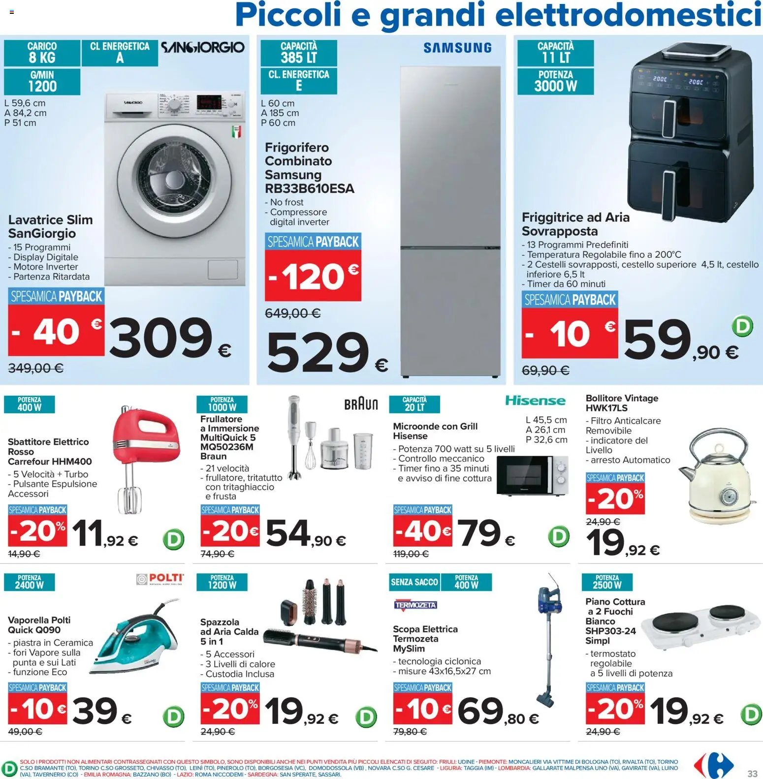 Volantino Carrefour del 07.04.2026 | Pagina: 33 | Prodotti: Spazzola, Scopa elettrica, Piano cottura, Scopa