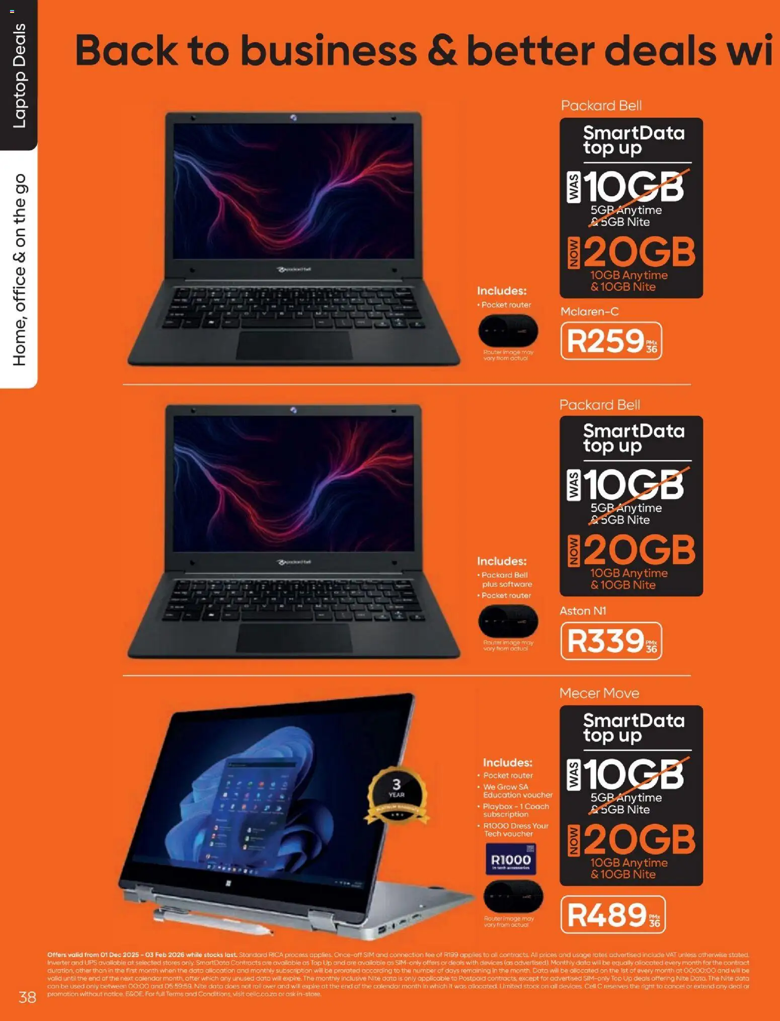 New Cell C catalogue – valid from 01.12.2025 | Page: 40 | Products: Dress, Sim, Router, Laptop