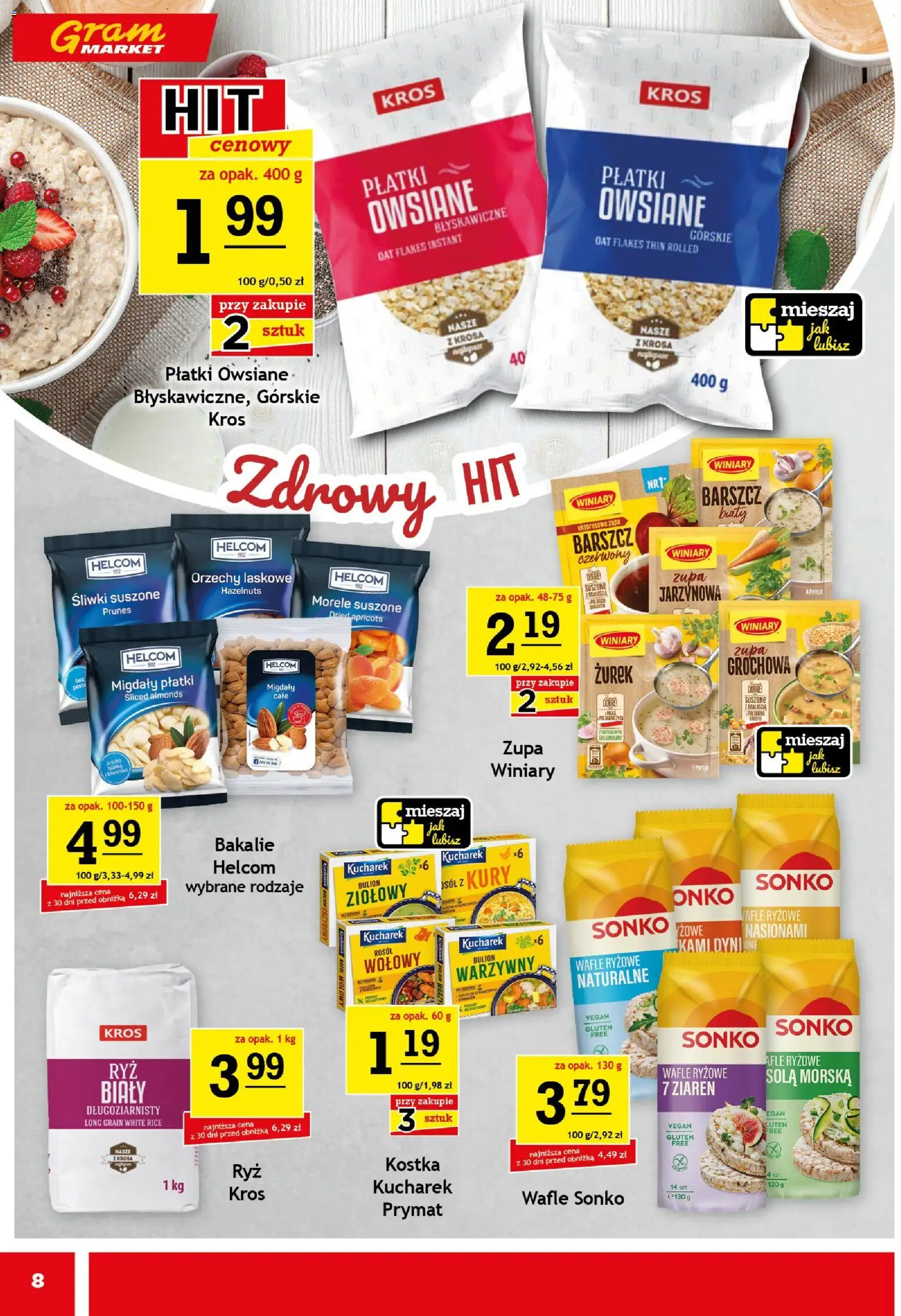 Gram Market Gazetka od 05.11.2025 | Strona: 8 | Produkty: Migdały płatki, Wafle, Bulion warzywny, Płatki