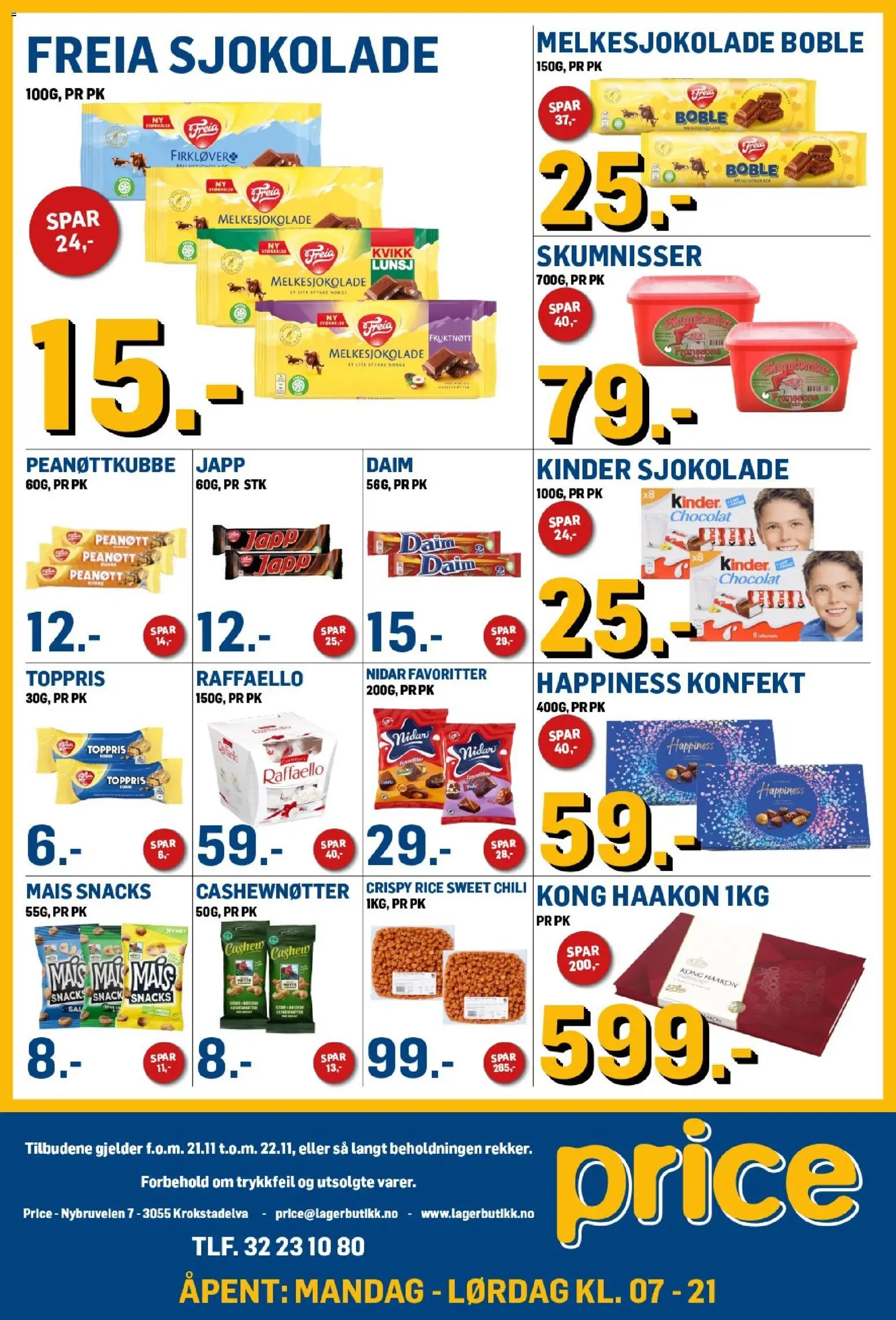 {H1} | Side: 3 | Produkter: Desk, Sjokolade, Snacks, Solskyddsolja