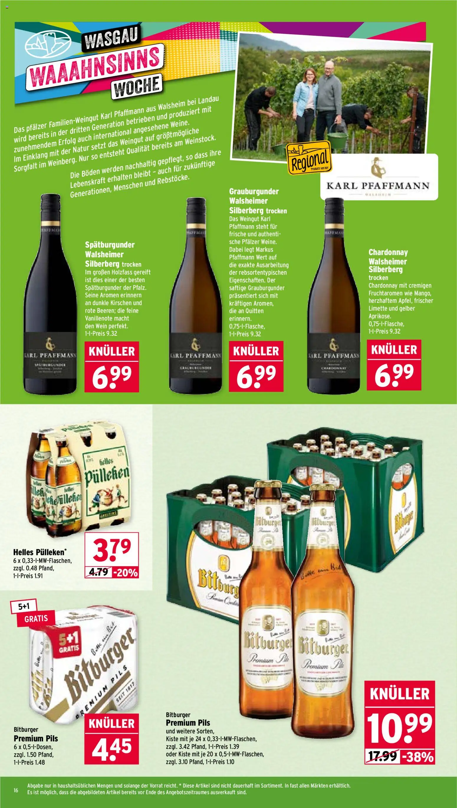 Wasgau Prospekt 	 – gültig ab 24.11.2025 | Seite: 16 | Produkte: Bitburger, Pils, Kirschen, Limette