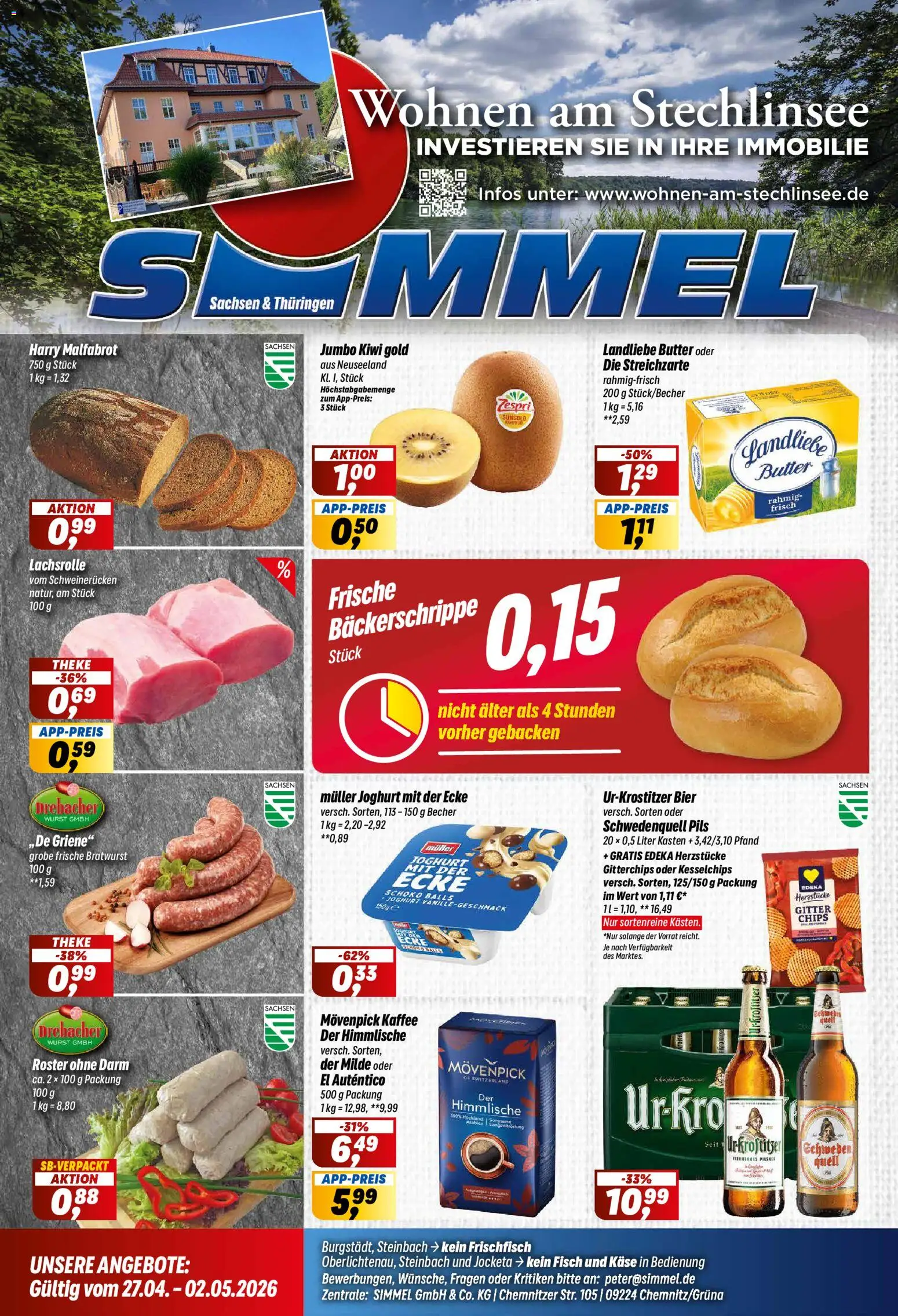 Simmel Prospekt 	 – gültig ab 27.04.2026 | Seite: 1 | Produkte: Käse, Joghurt, Landliebe butter, Wurst