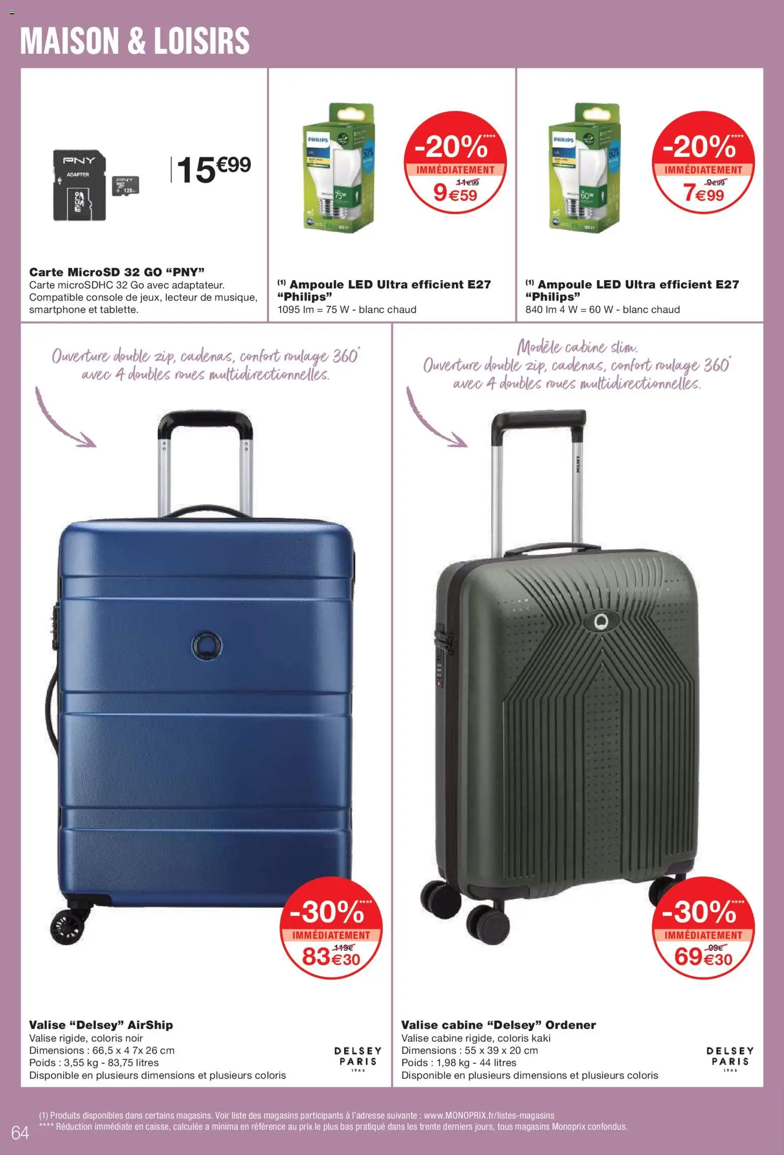 {H1} | Page: 64 | Produits: Smartphone, Valise Delsey, Poids, Valise