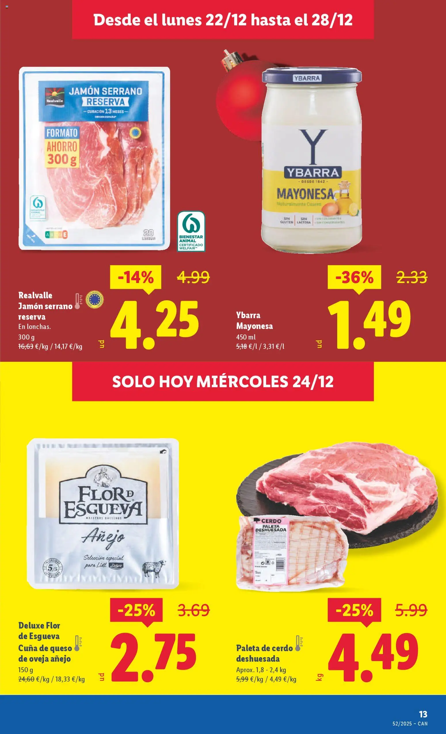 Lidl - Canarias │ válido desde el 22.12.2025 | Página: 19 | Productos: Jamón serrano, Queso de oveja, Queso, Jamón