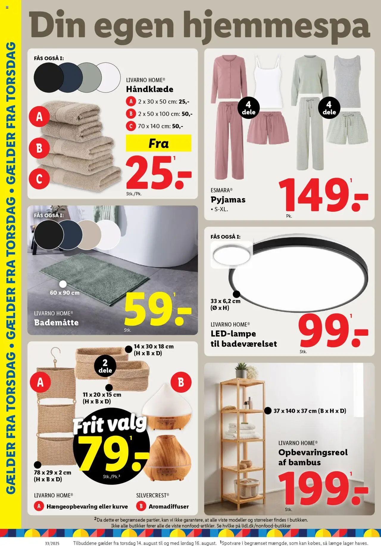 Lidl Tilbudsavis gyldig fra 10.08.2025 | Side: 26 | Produkter: Håndklæde, Pyjamas, Søm, Bademåtte