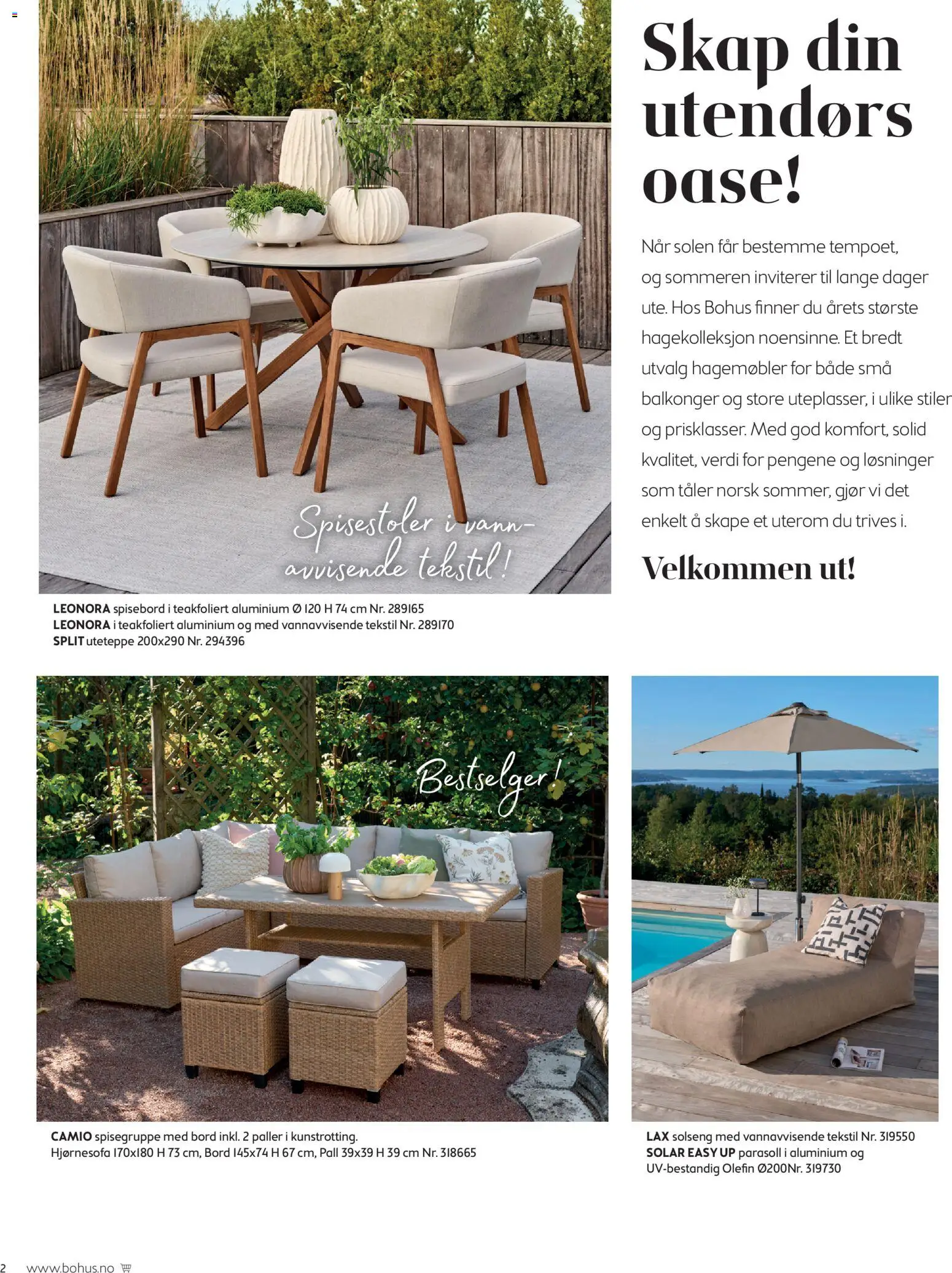 {H1} | Side: 2 | Produkter: Spisebord, Solseng, Parasoll, Bord