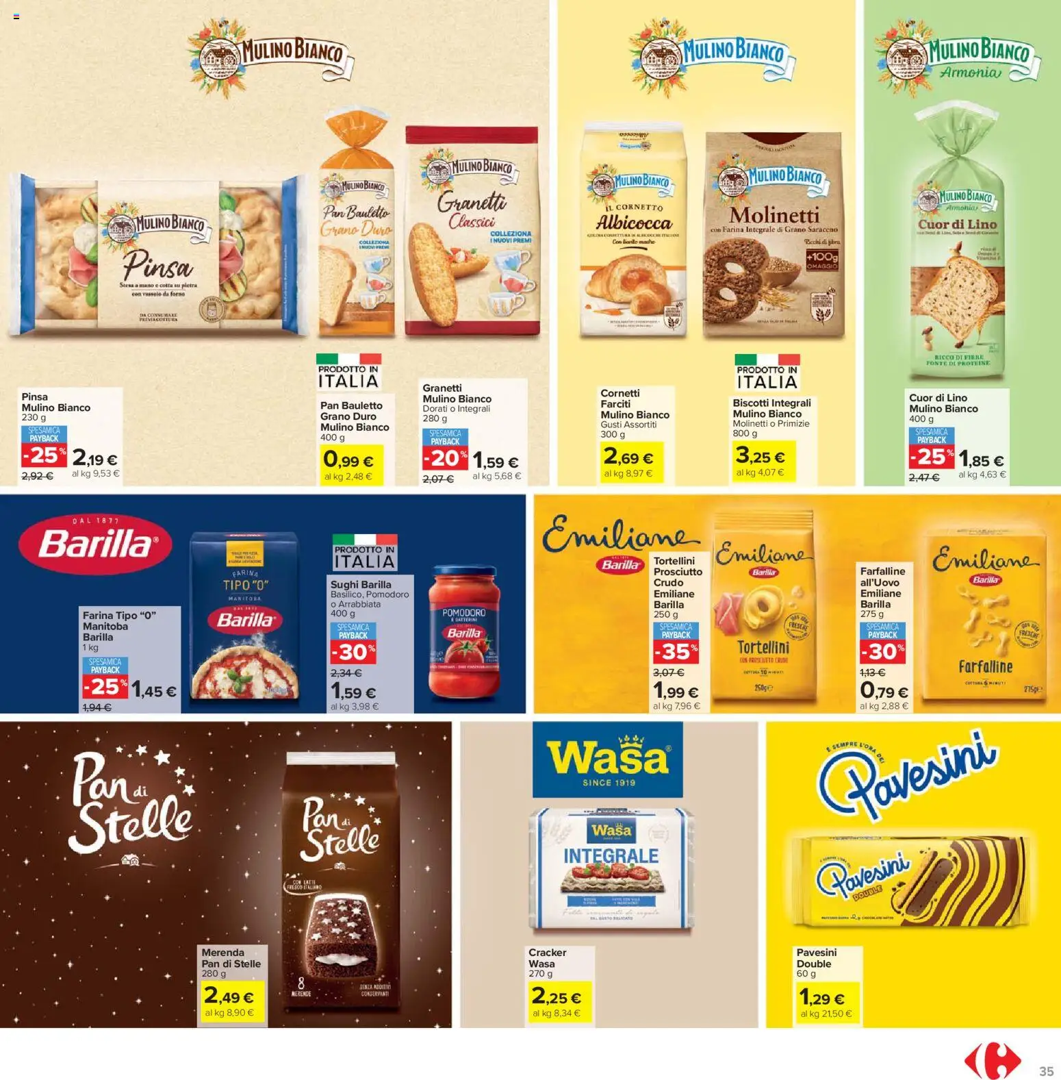 Volantino Carrefour del 24.03.2026 | Pagina: 35 | Prodotti: Biscotti, Prosciutto, Farina, Forno