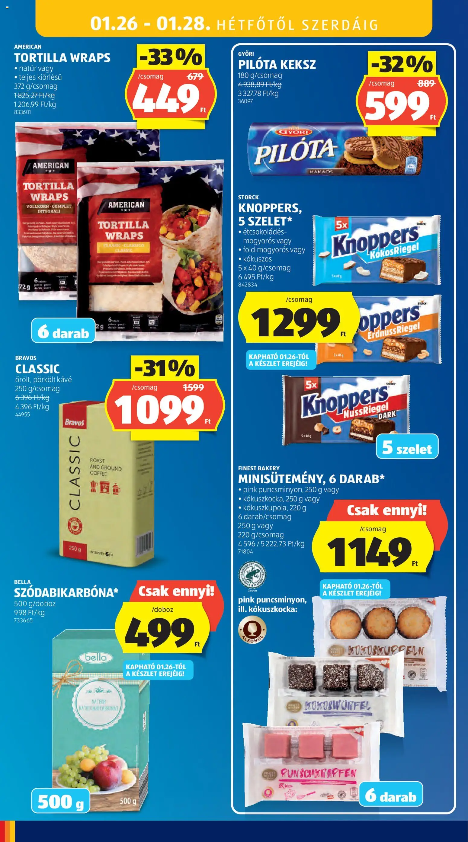 Aldi akciós ujság - amely érvényes a következő dátumtól: 22.01.2026 | Oldal: 36 | Termékek: Tortilla, Kávé, Keksz