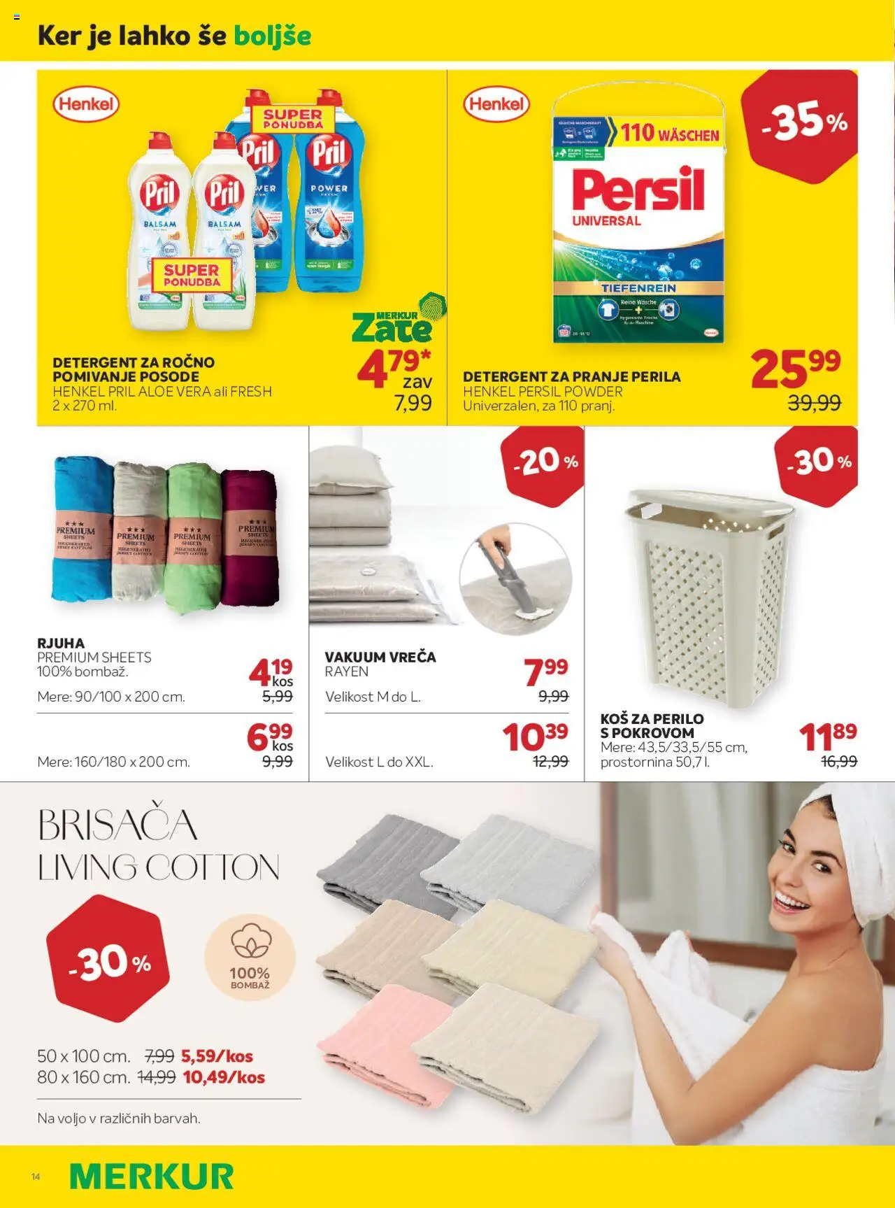 Merkur katalog │ velja od 06.08.2025 | Stran: 14 | Izdelki: Brisača, Koš za perilo, Rjuha, Kos