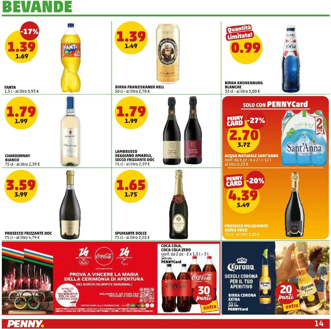 Volantino PENNY del 25.09.2025 | Pagina: 14 | Prodotti: Birra, Fanta, Coca Cola, Aperitivo
