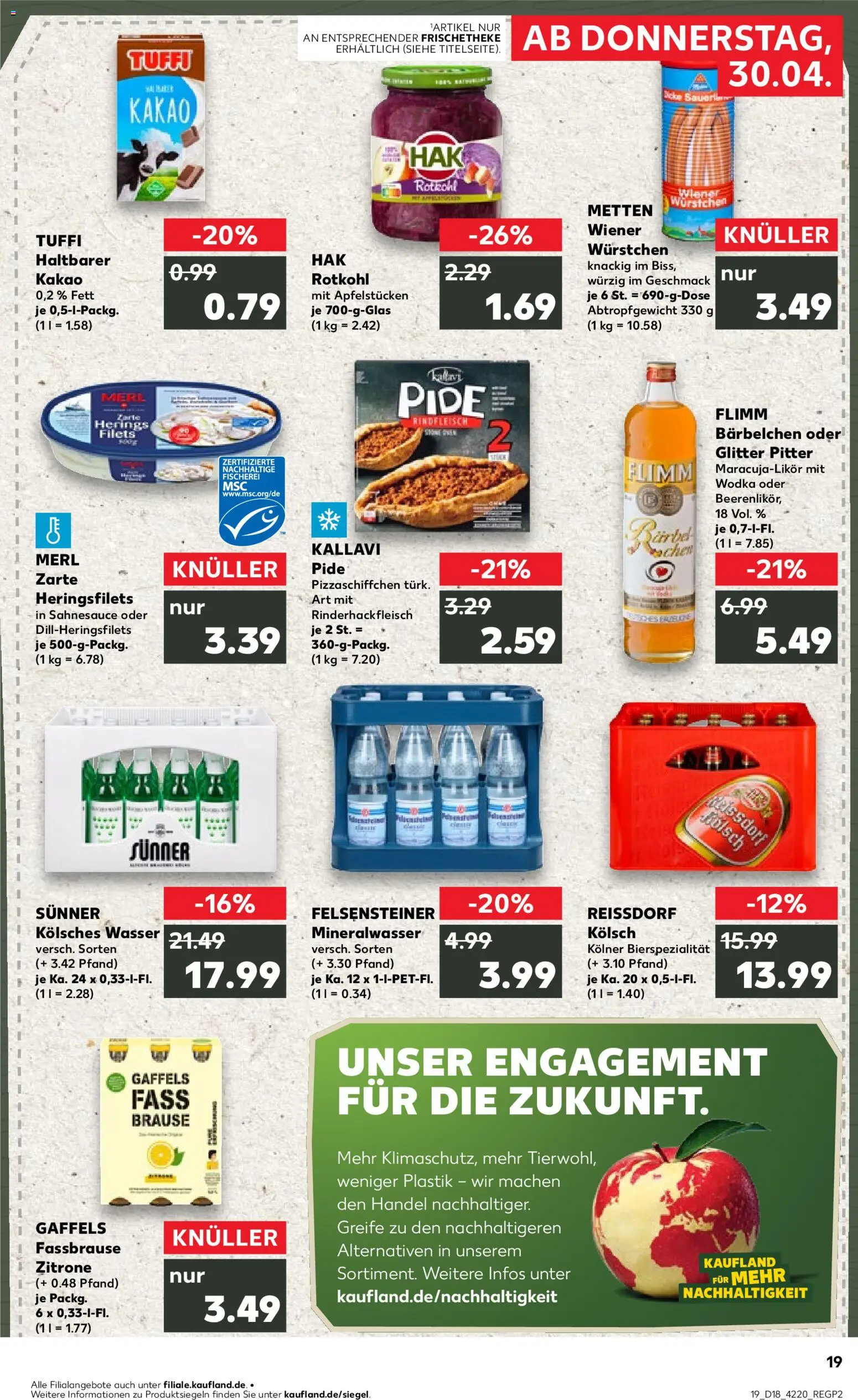 Kaufland Prospekt Köln	 – gültig ab 30.04.2026 | Seite: 19 | Produkte: Wiener wurstchen, Fassbrause, Rindfleisch, Wodka