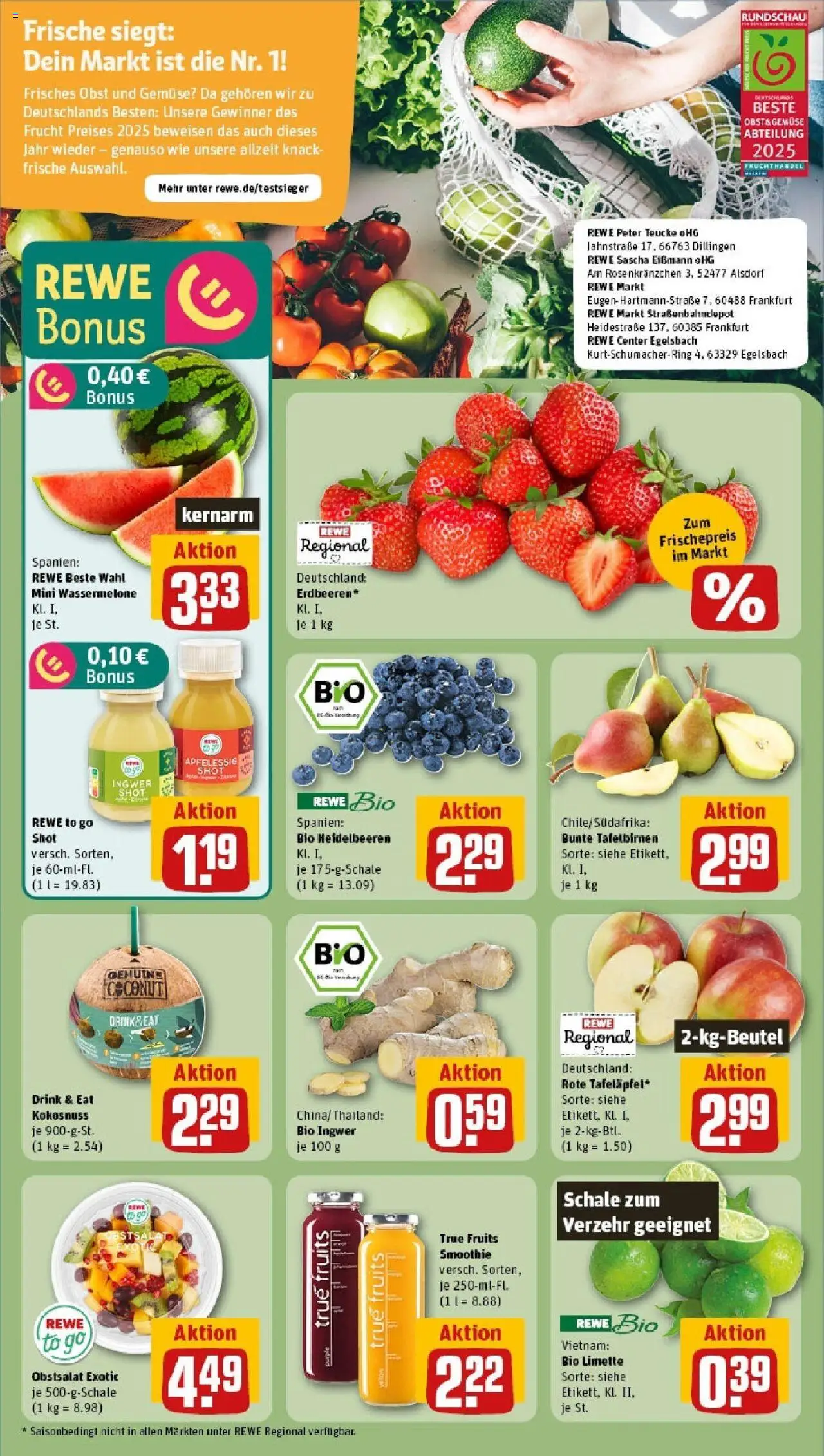 Rewe prospekt Bad Waldsee	 - gültig ab dem 25.05.2025 | Seite: 6 | Produkte: Heidelbeeren, Gemüse, Obst, Wassermelone