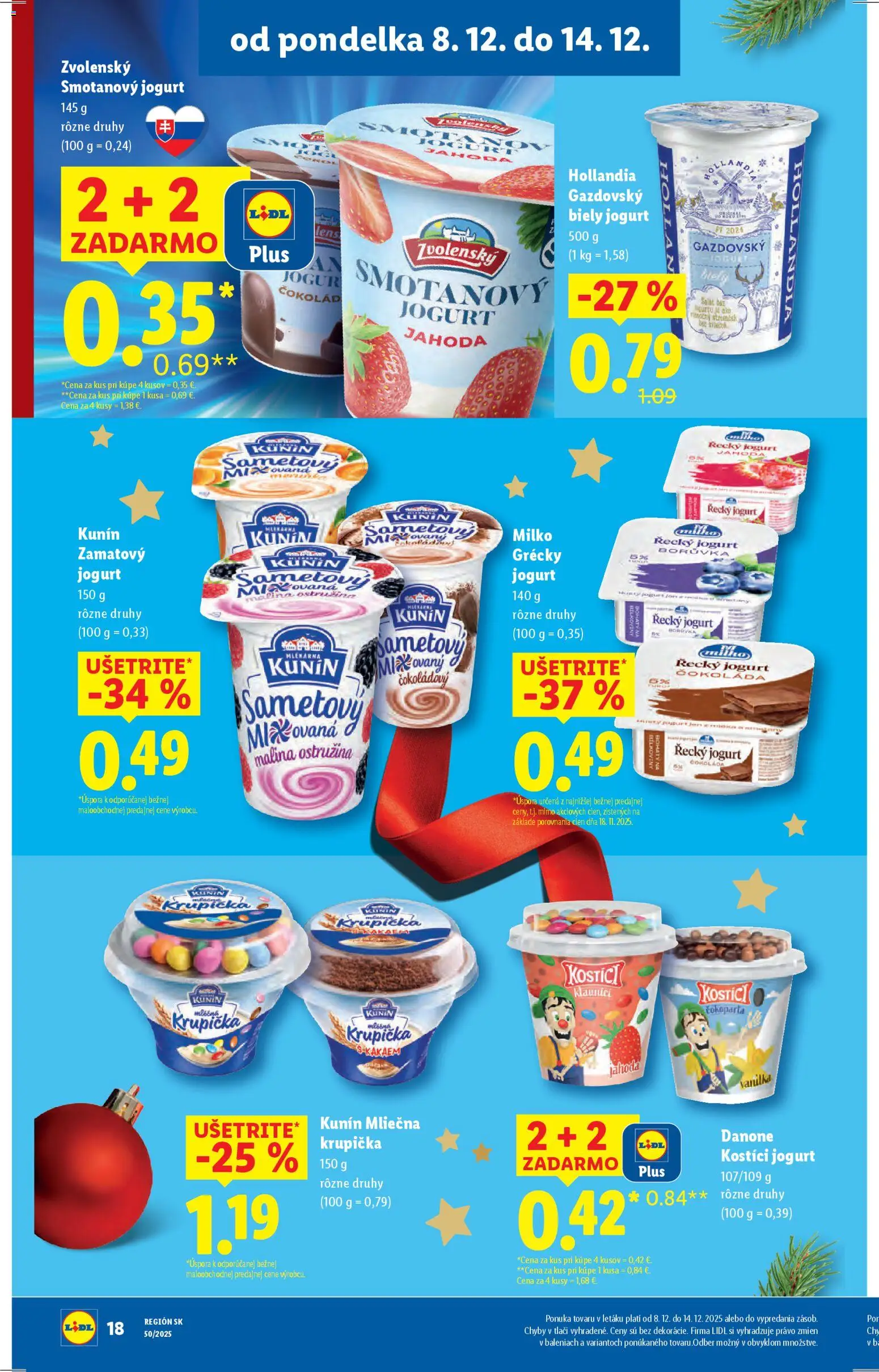 Nové Lidl akcie – leták je platný od 08.12.2025 | Strana: 24 | Produkty: Jogurt, Grécky jogurt, Biely jogurt, Čokoláda