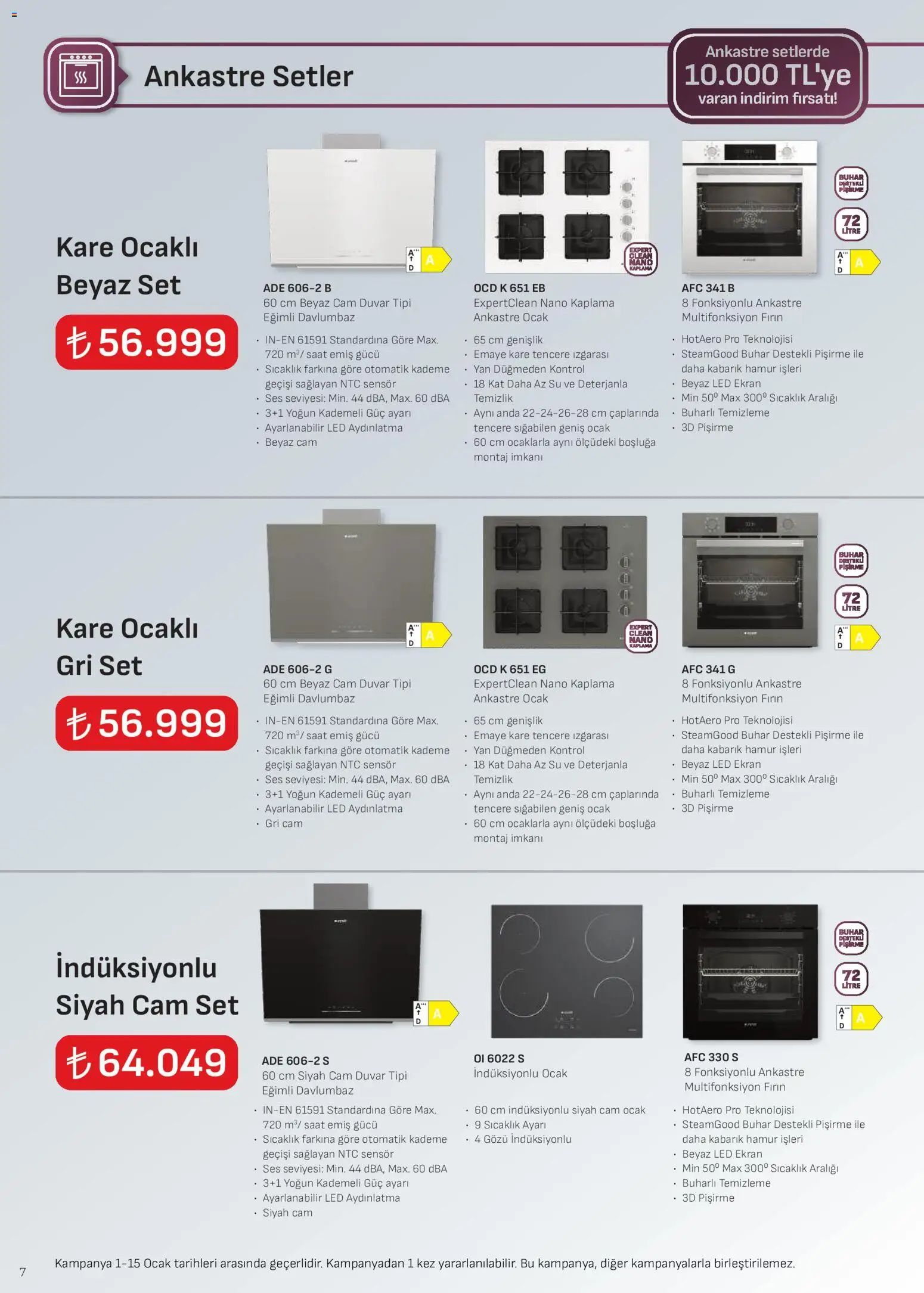 Arçelik Ankastre Kataloğu - 01.01.2025 tarihinden itibaren geçerlidir | Sayfa: 7 | Ürünler: Davlumbaz, Su, Saat, Ocak