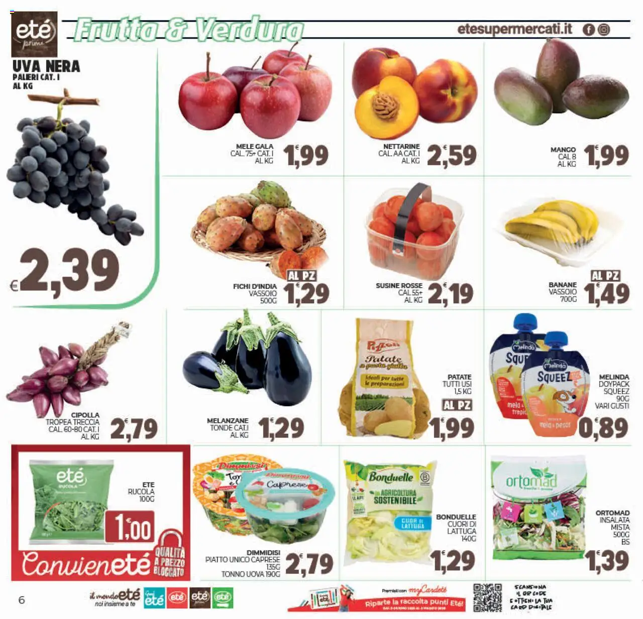 Volantino Eté del 19.08.2025 | Pagina: 6 | Prodotti: Banane, Patate, Uva, Piatto