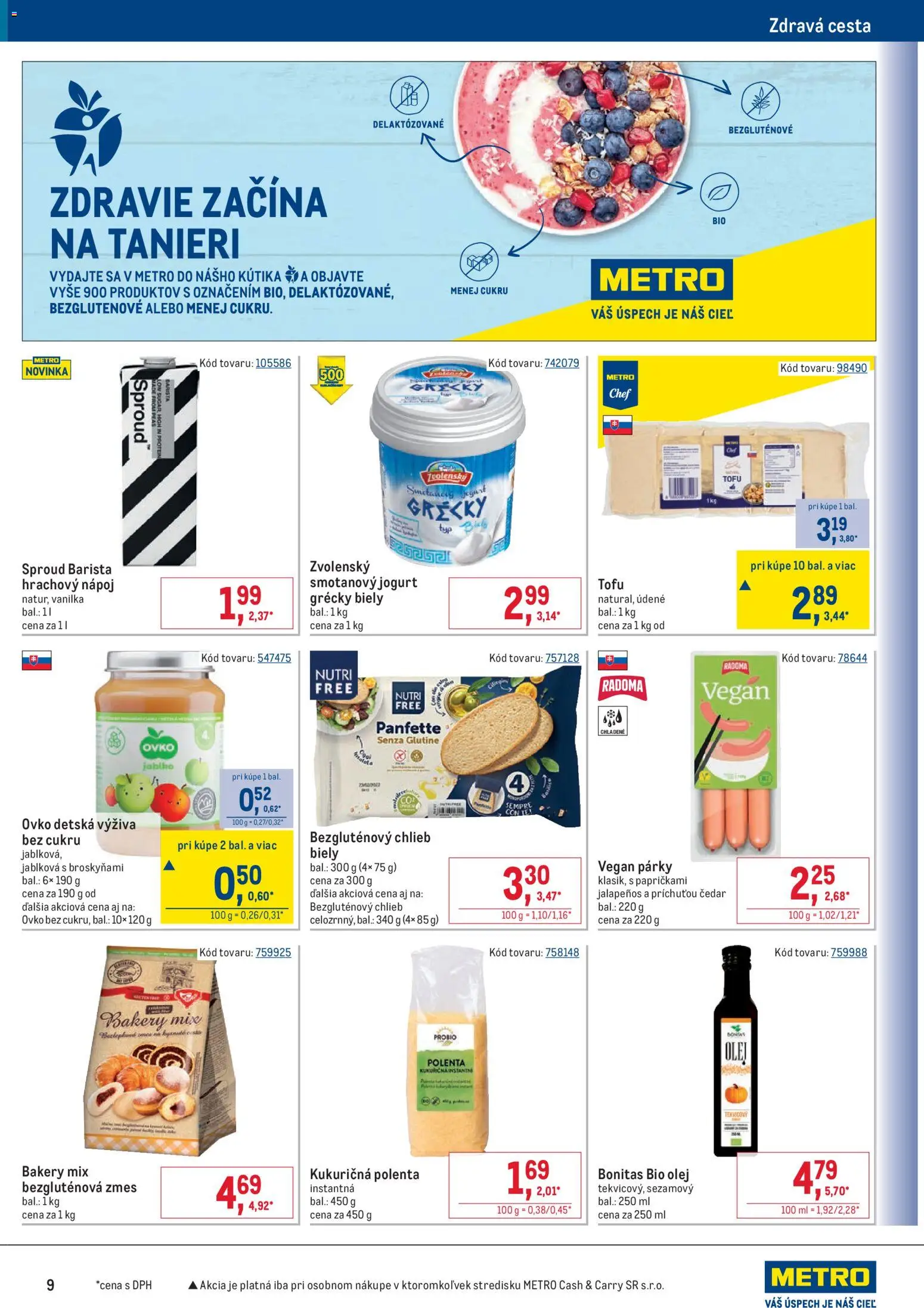 Nové Metro akcie – leták je platný od 25.02.2026 | Strana: 9 | Produkty: Olej, Barista, Tofu, Párky