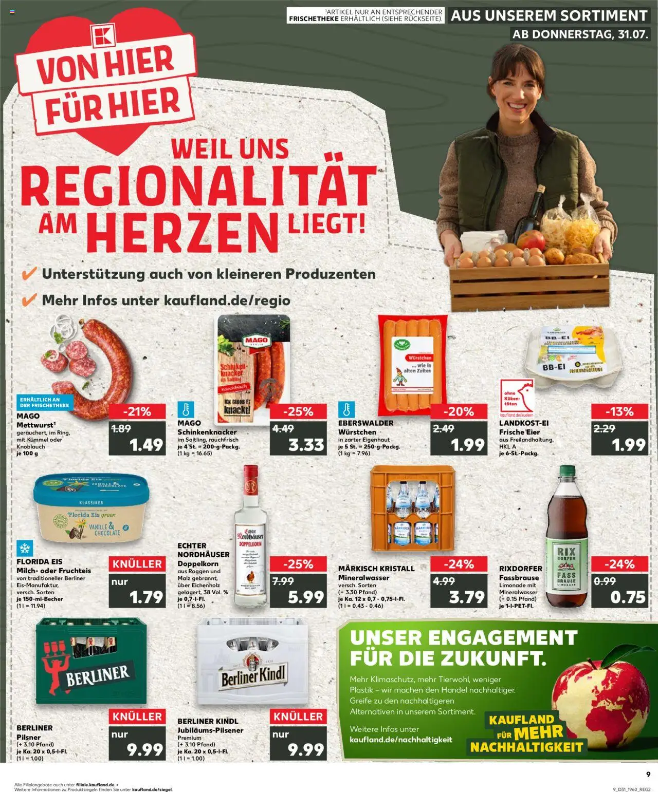 Kaufland Prospekt 	 - gültig ab dem 31.07.2025 | Seite: 9 | Produkte: Limonade, Mineralwasser, Fassbrause, Eis