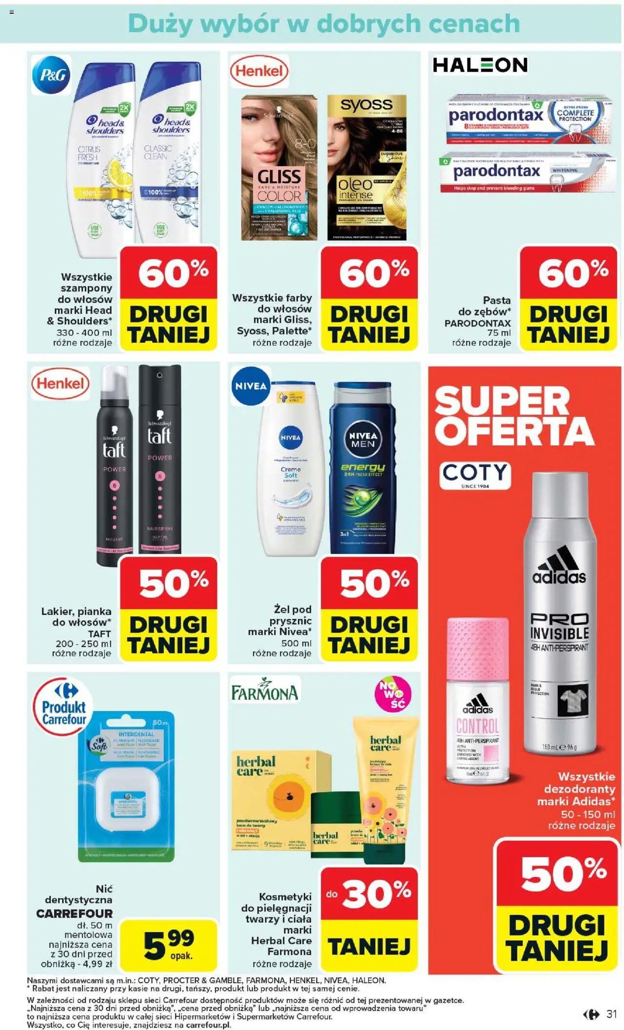 Carrefour Gazetka od 02.06.2025 | Strona: 33 | Produkty: Farby do włosów, Kosmetyki, Prysznic, Żel pod prysznic