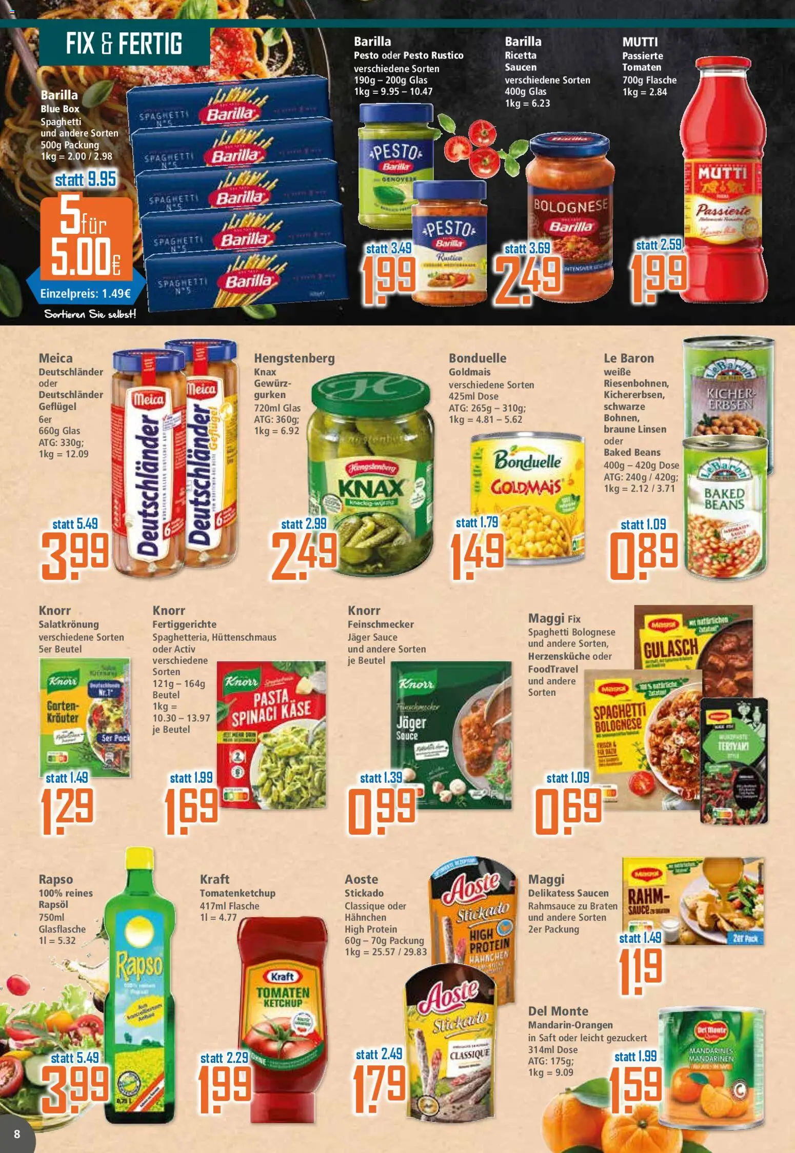 Klaas & Kock Prospekt 	 – gültig ab 23.02.2026 | Seite: 8 | Produkte: Barilla, Rapsöl, Maggi fix, Erbsen