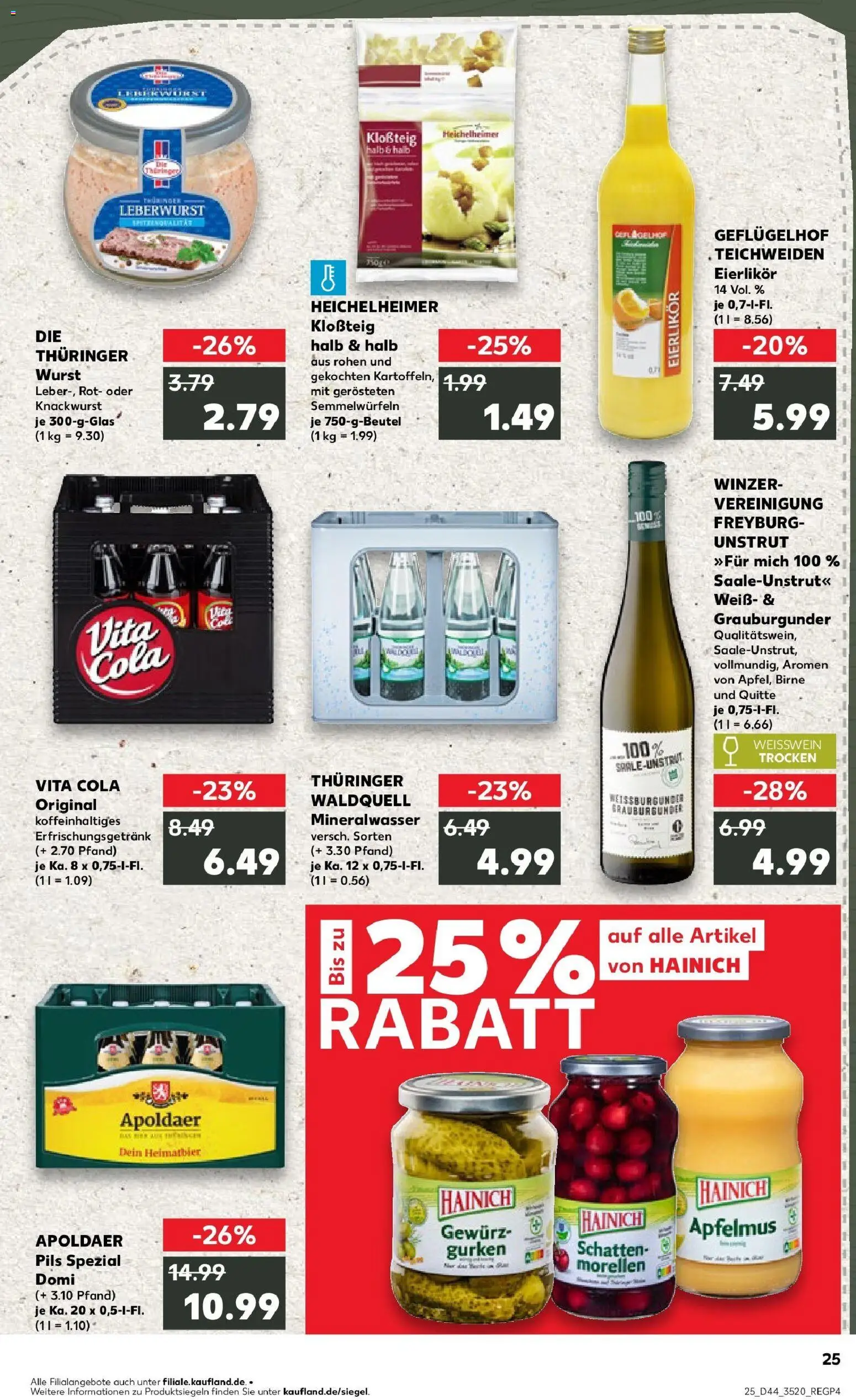 Kaufland prospekt Unterwellenborn	 – gültig ab 30.10.2025 | Seite: 25 | Produkte: Weißwein, Pils, Apple, Vita cola