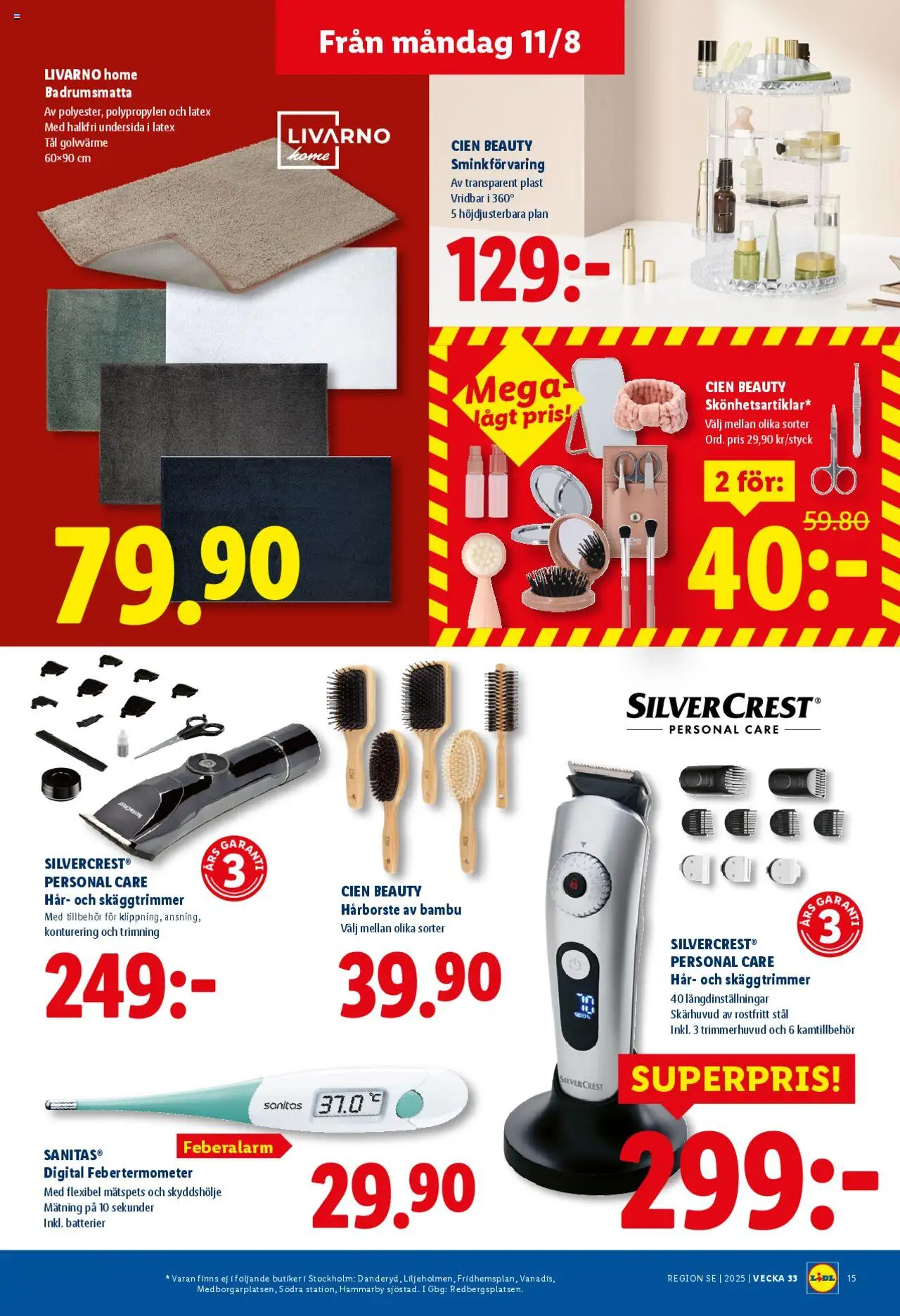 Lidl reklamblad aktuell från 11.08.2025 | Sida: 18 | Produkter: Trimmer, Badrumsmatta, Smink, Hårborste
