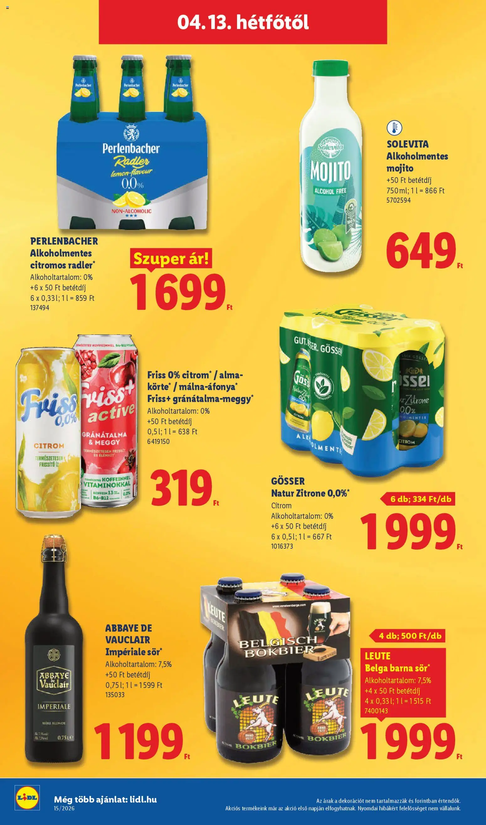 Lidl akciós ujság - amely érvényes a következő dátumtól: 09.04.2026 | Oldal: 62 | Termékek: Radler, Meggy, Gránátalma, Alma