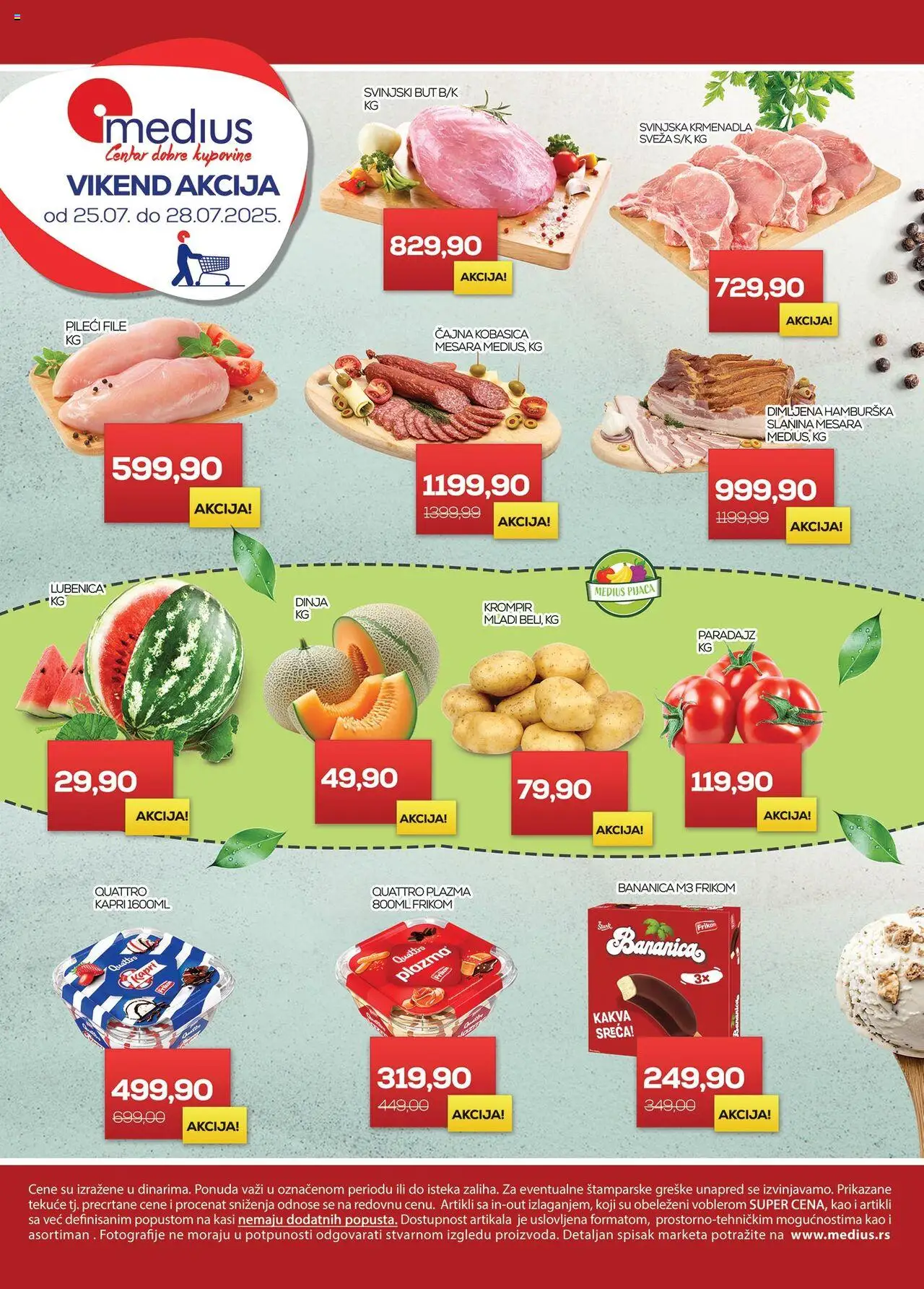 Medius katalog - važi od 25.07.2025 | Strana: 1 | Proizvode: Krmenadla, Slanina, Hamburska slanina, Paradajz