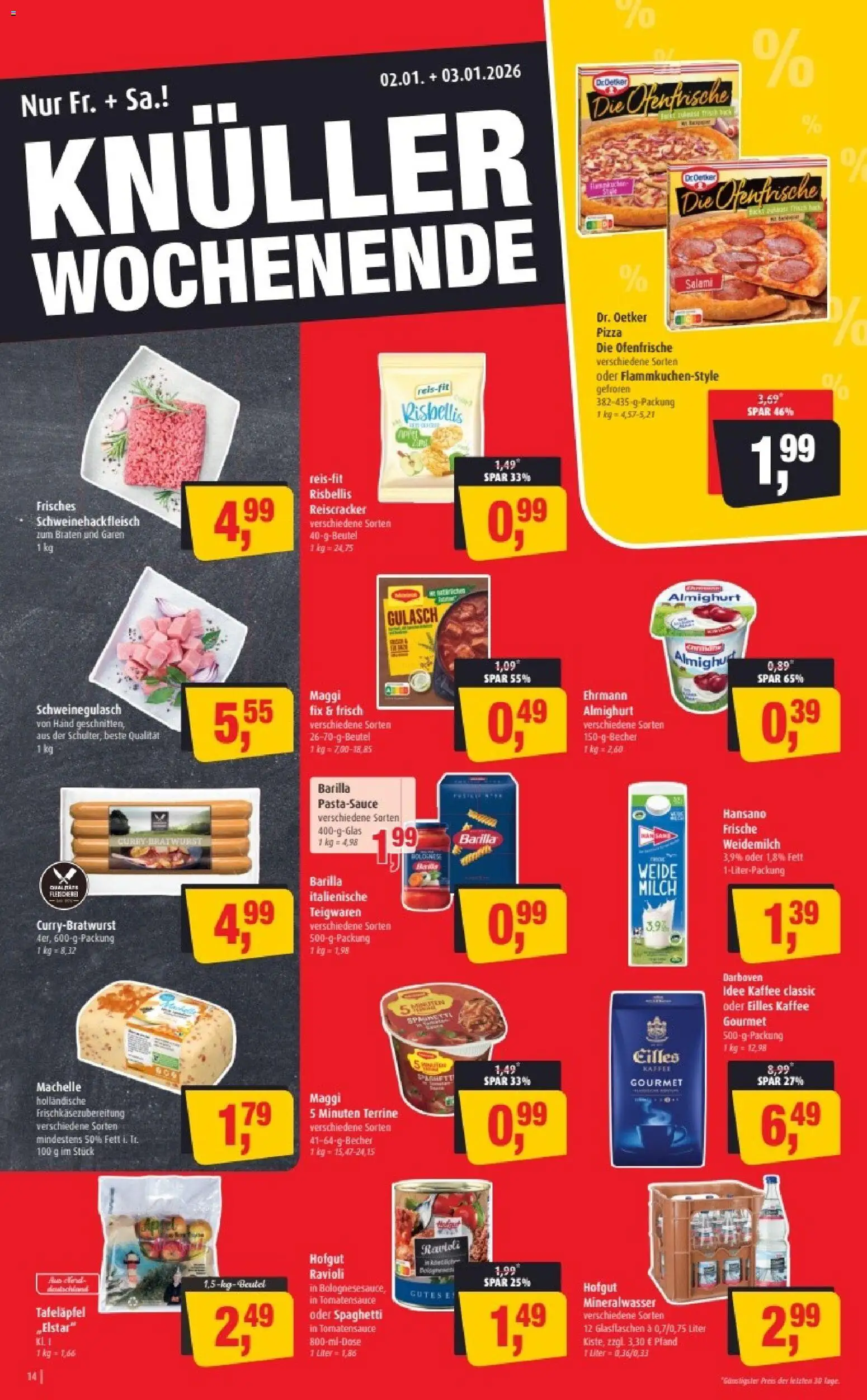 Markant Prospekt 	 – gültig ab 29.12.2025 | Seite: 14 | Produkte: Schweinegulasch, Idee kaffee, Barilla, Gulasch