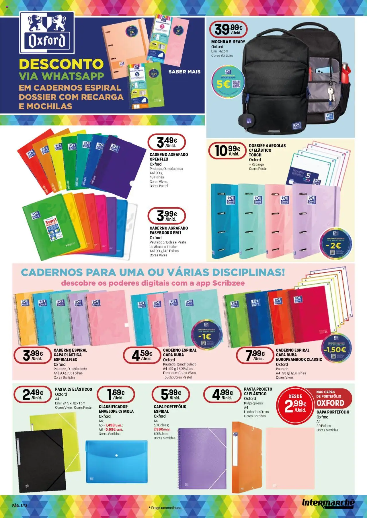 Intermarché folheto │ válido de 21.08.2025 | Página: 3 | Produtos: Mochila, Caderno, Bolsa, Mochilas