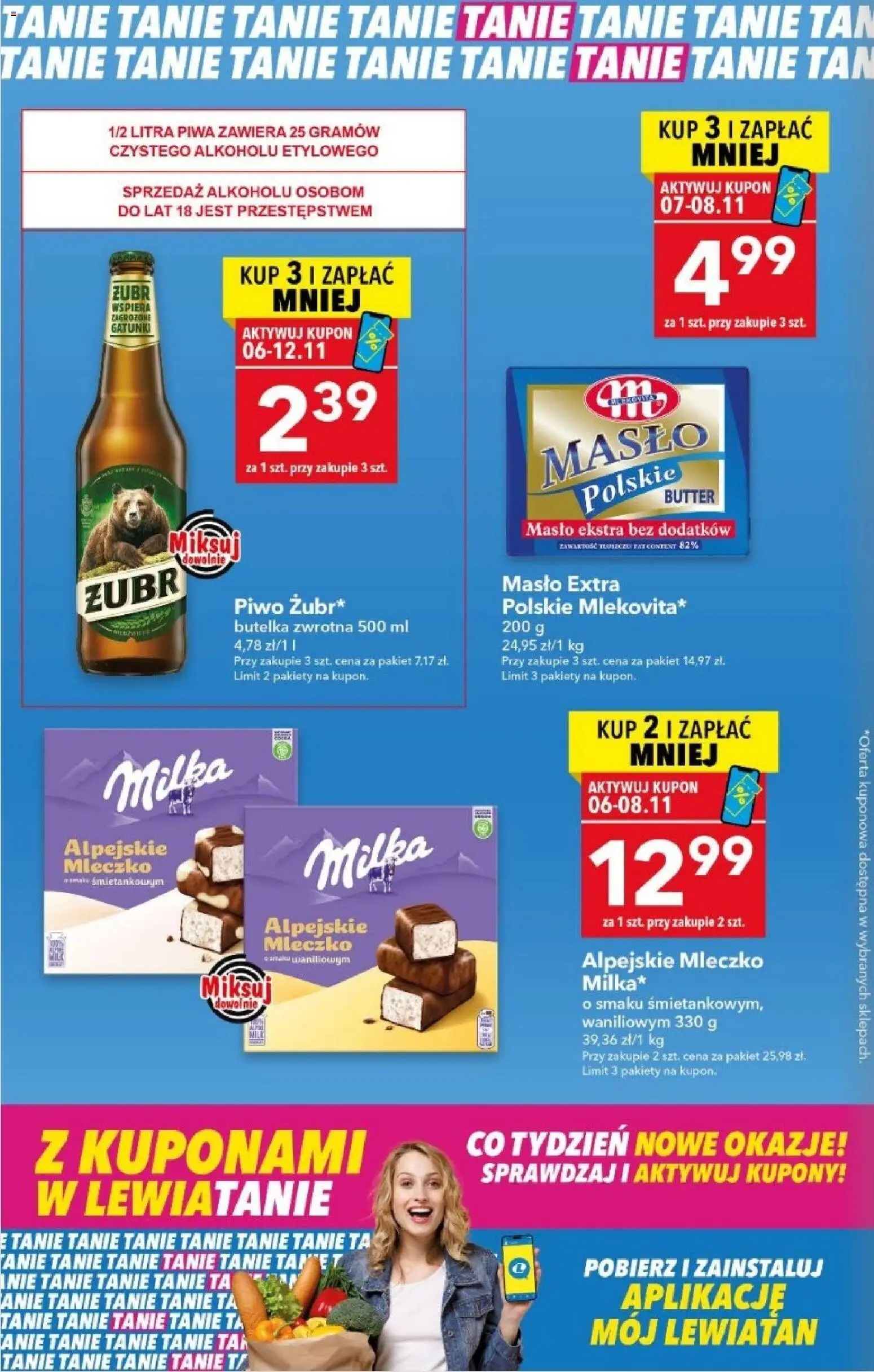 Lewiatan gazetka - Z Kuponami w Lewiatanie od 06.11.2025 | Strona: 2 | Produkty: Masło Polskie, Milka, Masło, Piwo