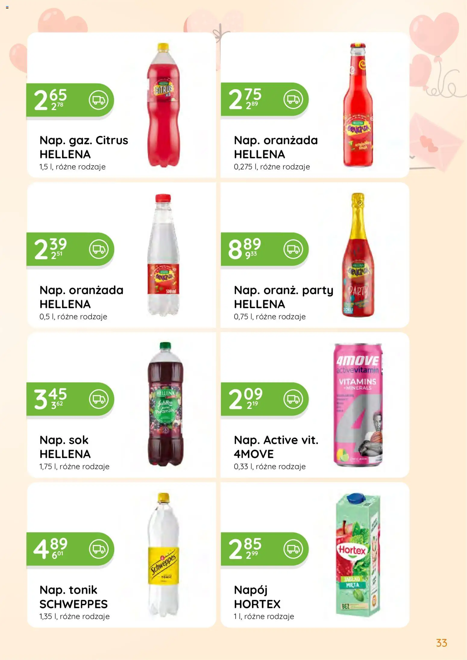 Eurocash Gazetka - Oferta Produktowa od 09.02.2026 | Strona: 33 | Produkty: Oranżada hellena, Mięta, Sok, Tonik