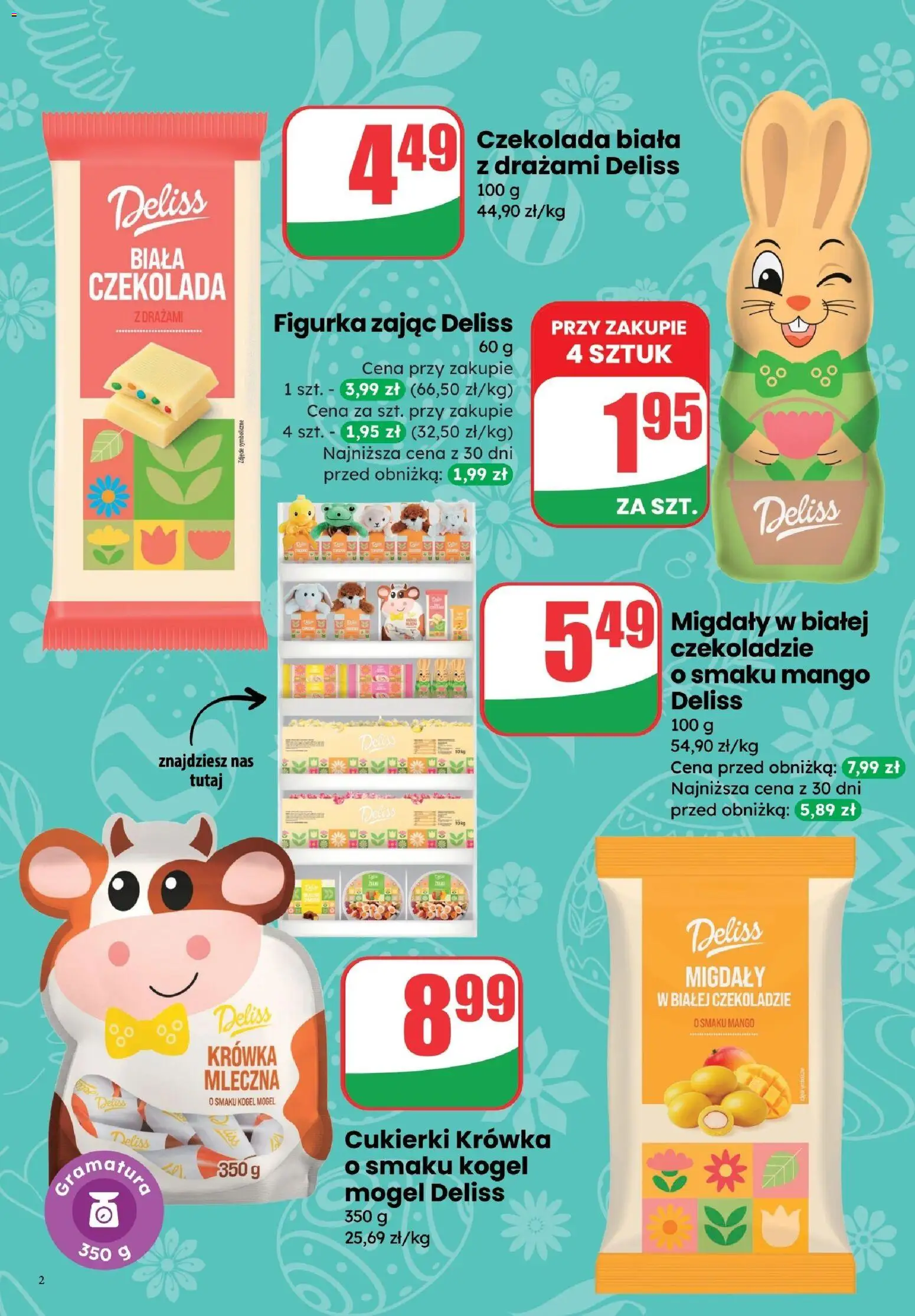 Dino gazetka - Słodka Wielkanoc od 03.04.2026 | Strona: 2 | Produkty: Mango, Krowka, Czekolada, Cukierki