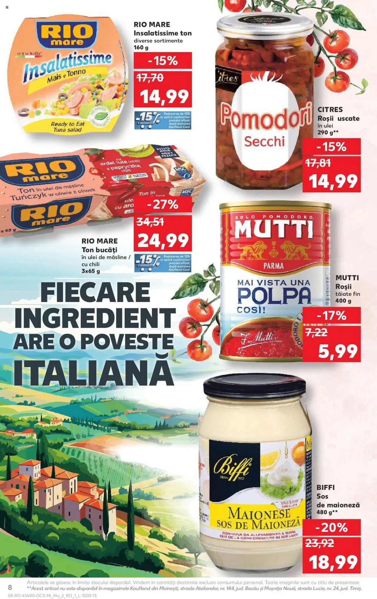 Noul catalog Kaufland – valabil de la 01.10.2025 | Pagină: 8 | Produse: Măsline, Ardei, Roșii, Sos