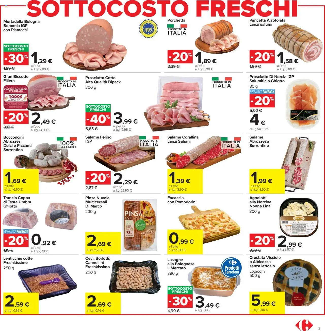 Volantino Carrefour del 20.10.2025 | Pagina: 3 | Prodotti: Porchetta, Prosciutto Cotto, Prosciutto, Mortadella