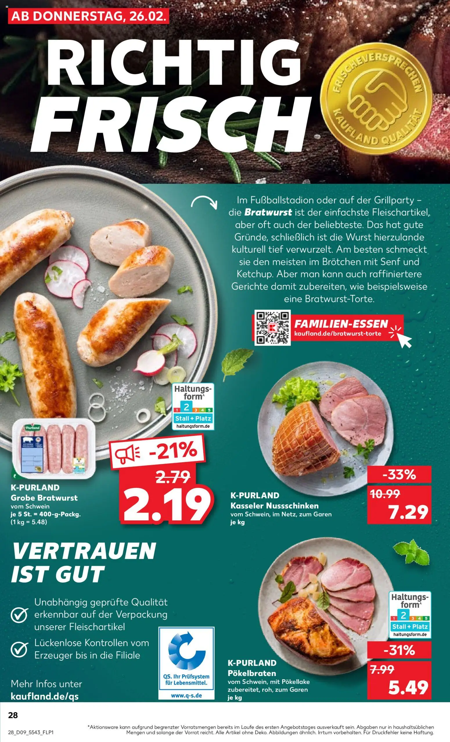 Kaufland prospekt Köln	 – gültig ab 26.02.2026 | Seite: 28 | Produkte: Bratwurst, Wurst