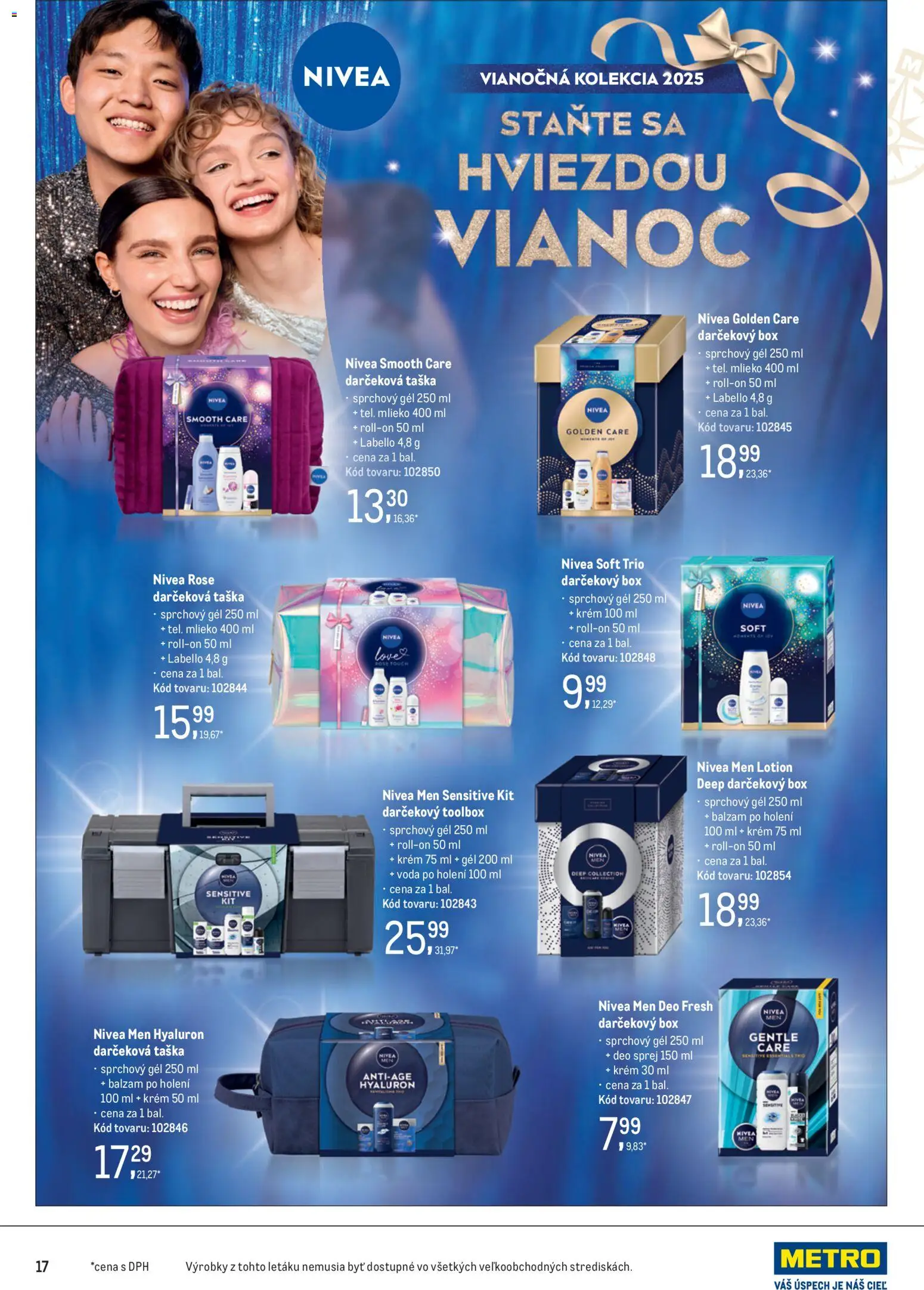 Nové Metro akcie – leták je platný od 19.11.2025 | Strana: 17 | Produkty: Nivea, Voda po holení, Krém, Taška