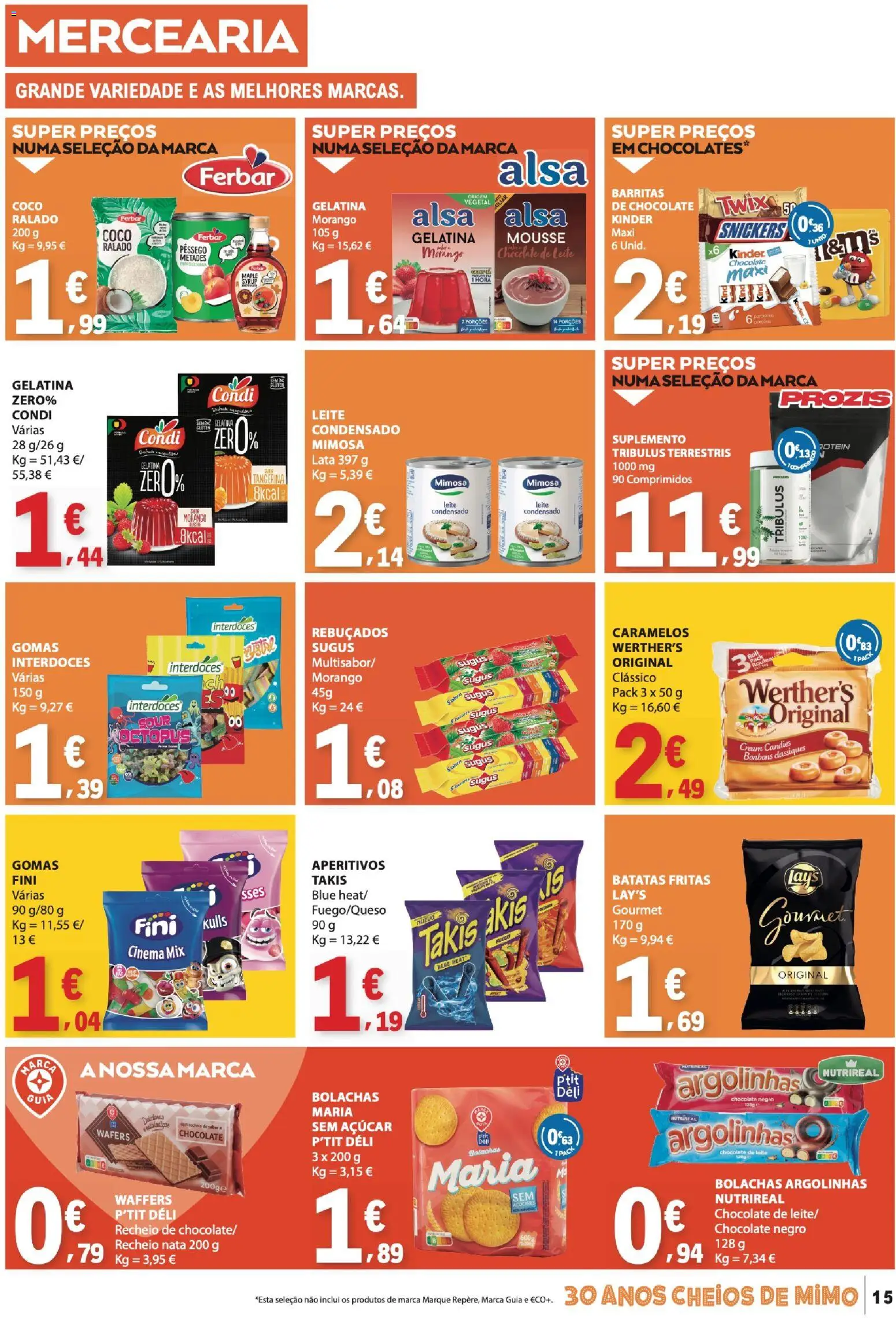 E.Leclerc folheto │ válido de 16.04.2026 | Página: 15 | Produtos: Chocolate, Açúcar, Gomas, Batatas fritas