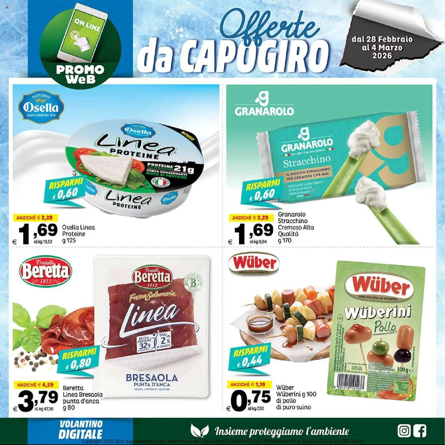 Volantino Elite Supermercati del 28.02.2026 | Pagina: 3 | Prodotti: Bresaola, Suino, Wurstel, Stracchino