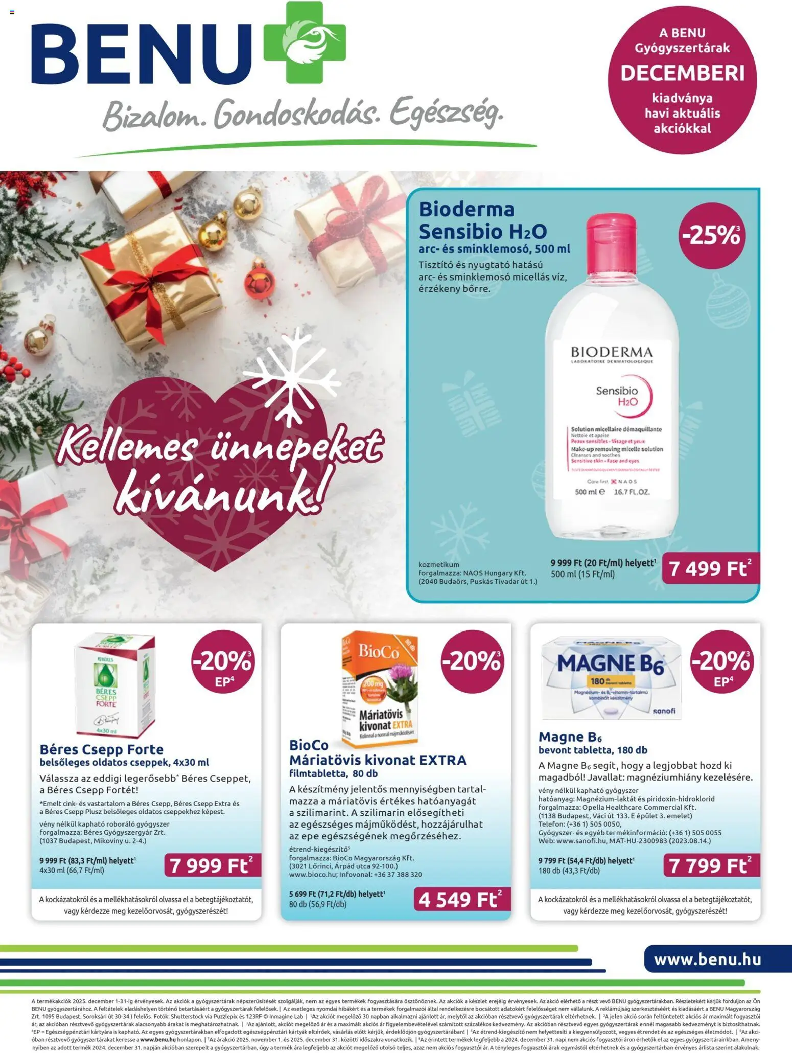 BENU Gyógyszertárak akciós ujság - amely érvényes a következő dátumtól: 01.12.2025 | Oldal: 1