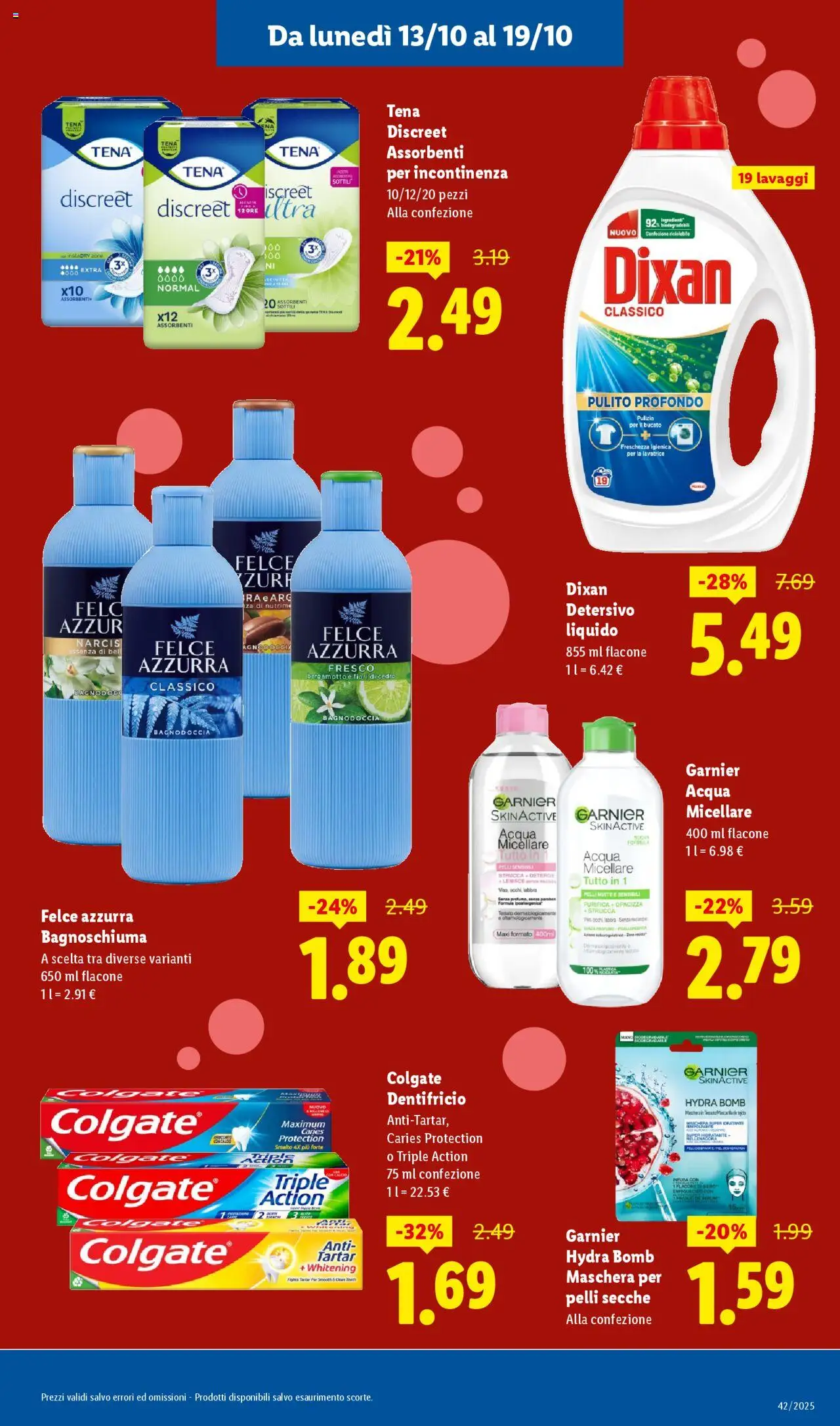 Volantino Lidl del 13.10.2025 | Pagina: 19 | Prodotti: Maschera, Acqua micellare, Bagnoschiuma, Lavatrice