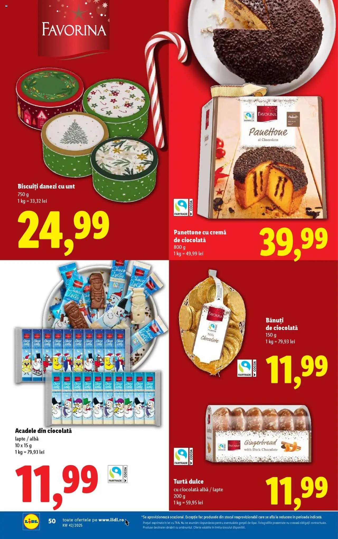 Noul catalog Lidl – valabil de la 13.10.2025 | Pagină: 50 | Produse: Lapte, Unt, Ciocolată, Turtă dulce