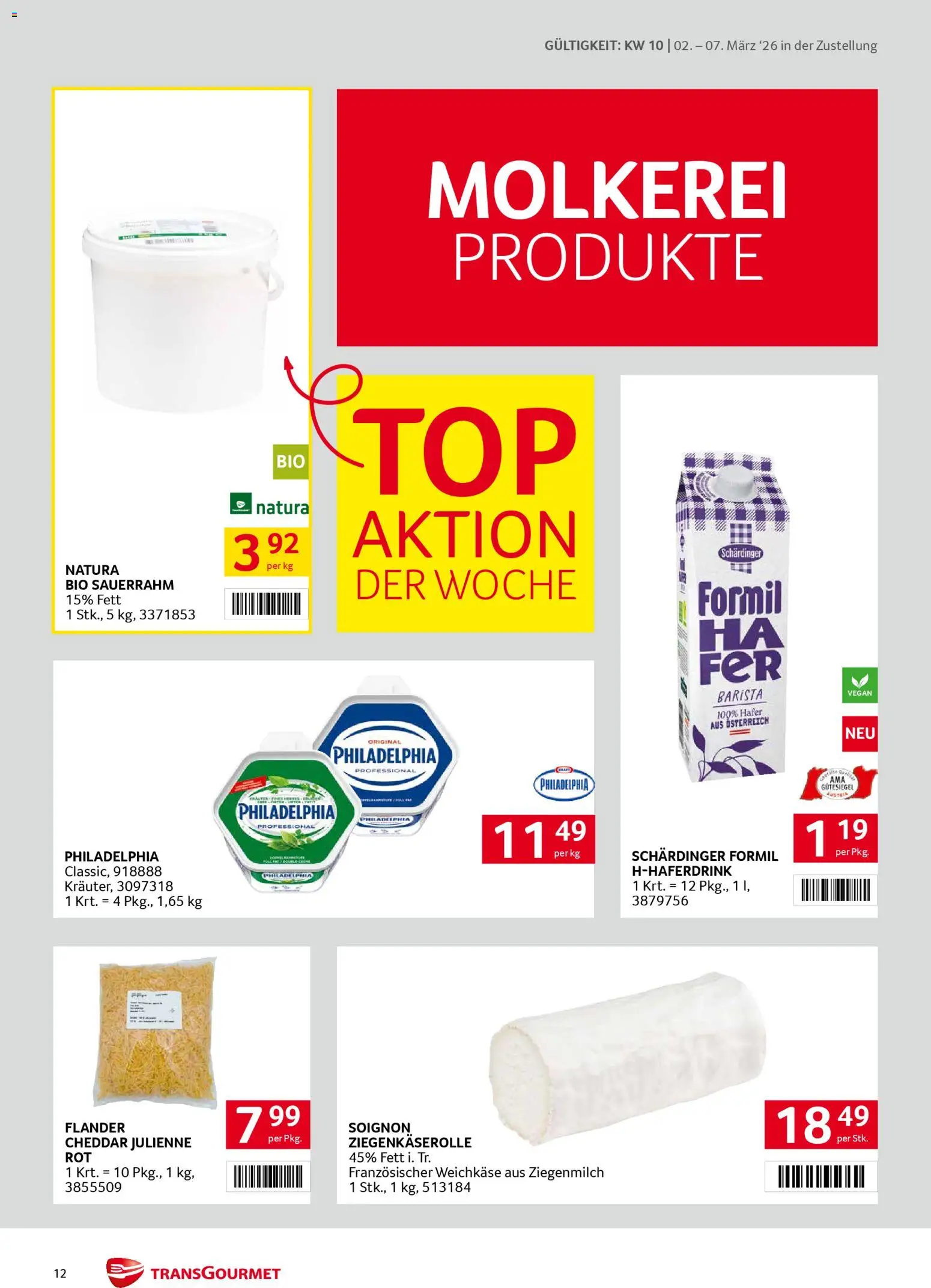 Transgourmet Zustellaktion gültig ab 02.03.2026 | Seite: 12 | Produkte: Sauerrahm