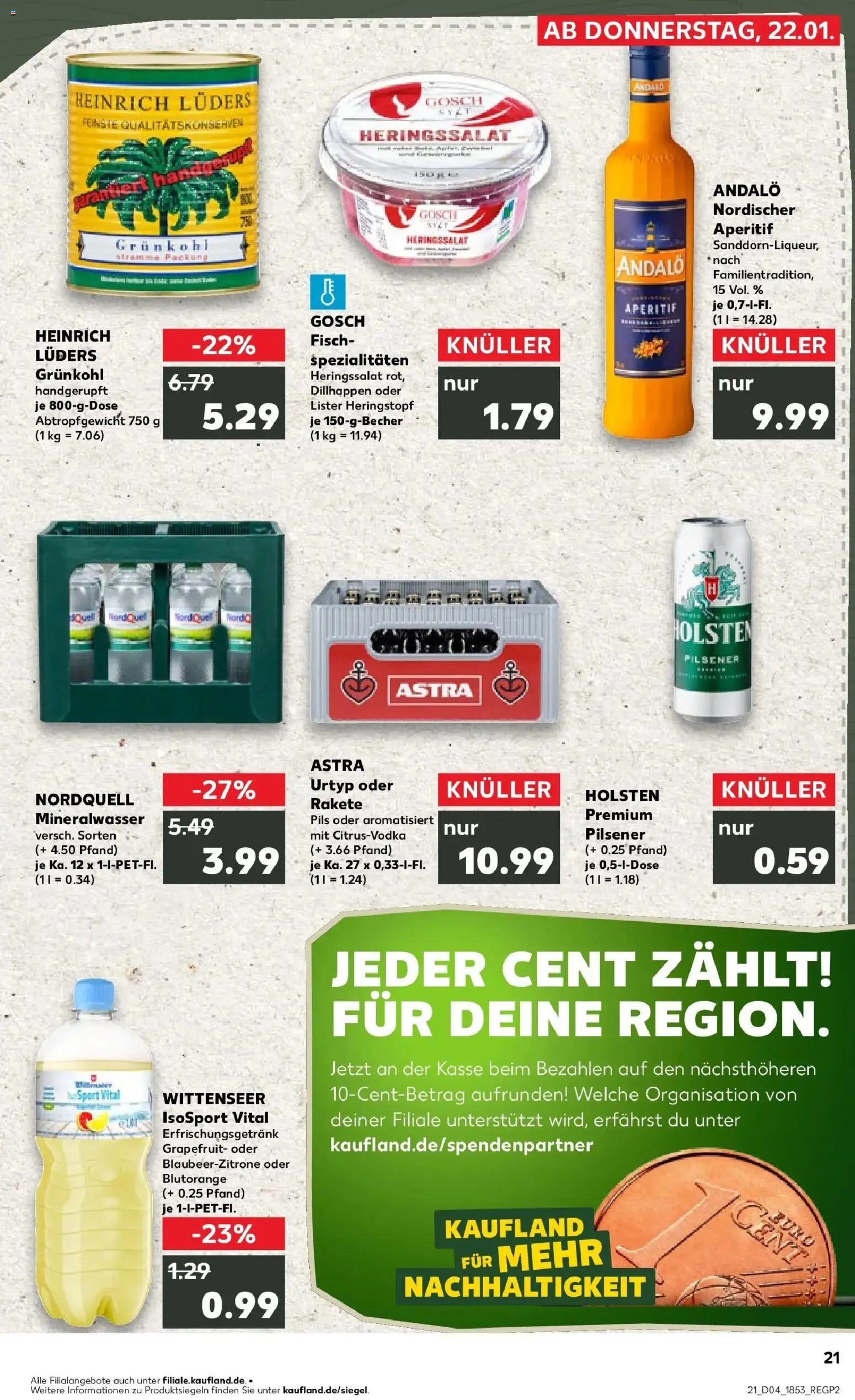 Kaufland prospekt Bad Oldesloe	 – gültig ab 25.01.2026 | Seite: 21 | Produkte: Pils, Astra, Mineralwasser, Fisch